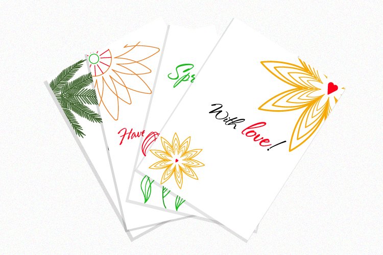 Digital greeting cards Set (514680) Illustrations Design Bundles