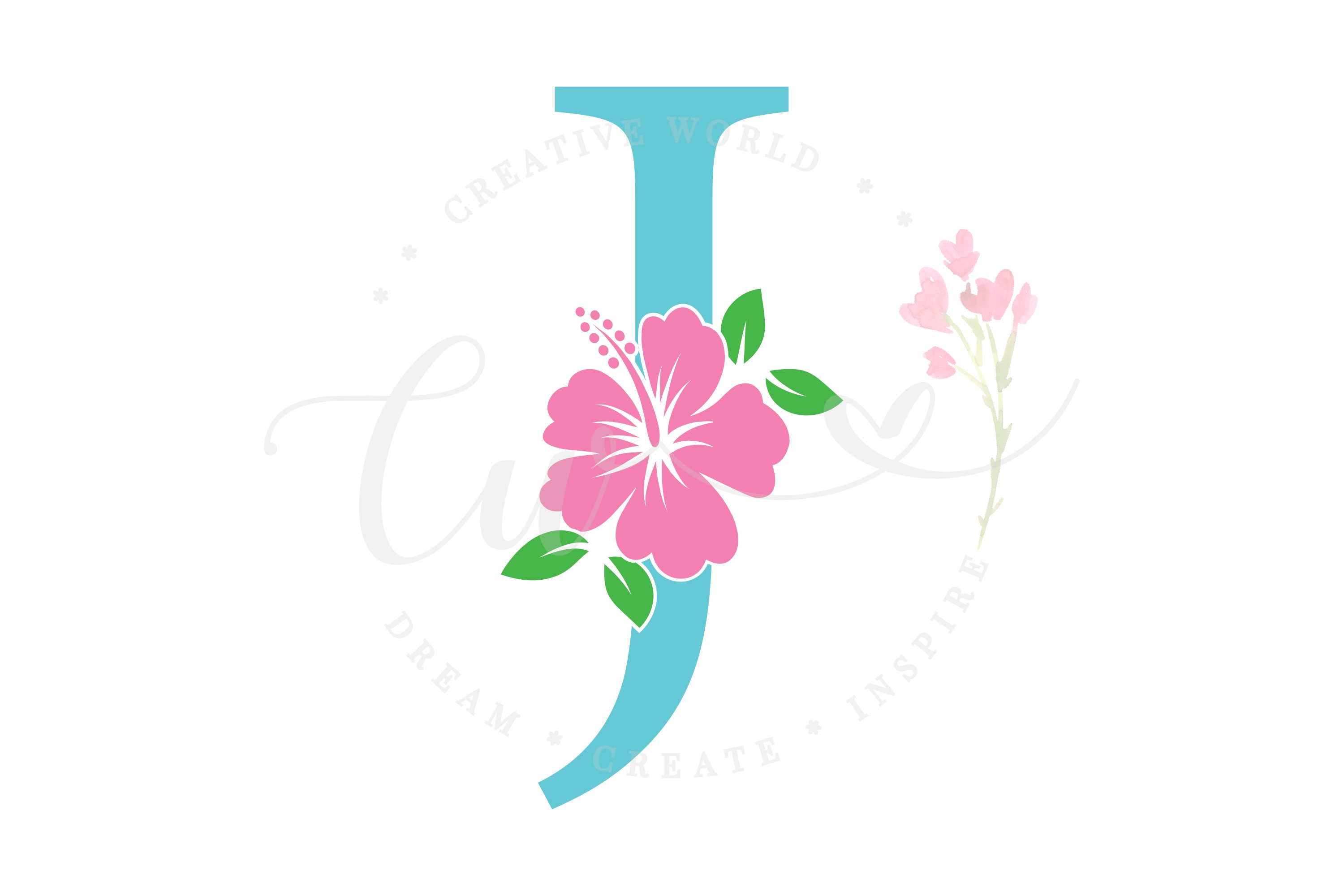 Letter J Hibiscus Floral Alphabet SVG Flower Alphabet SVG (579580