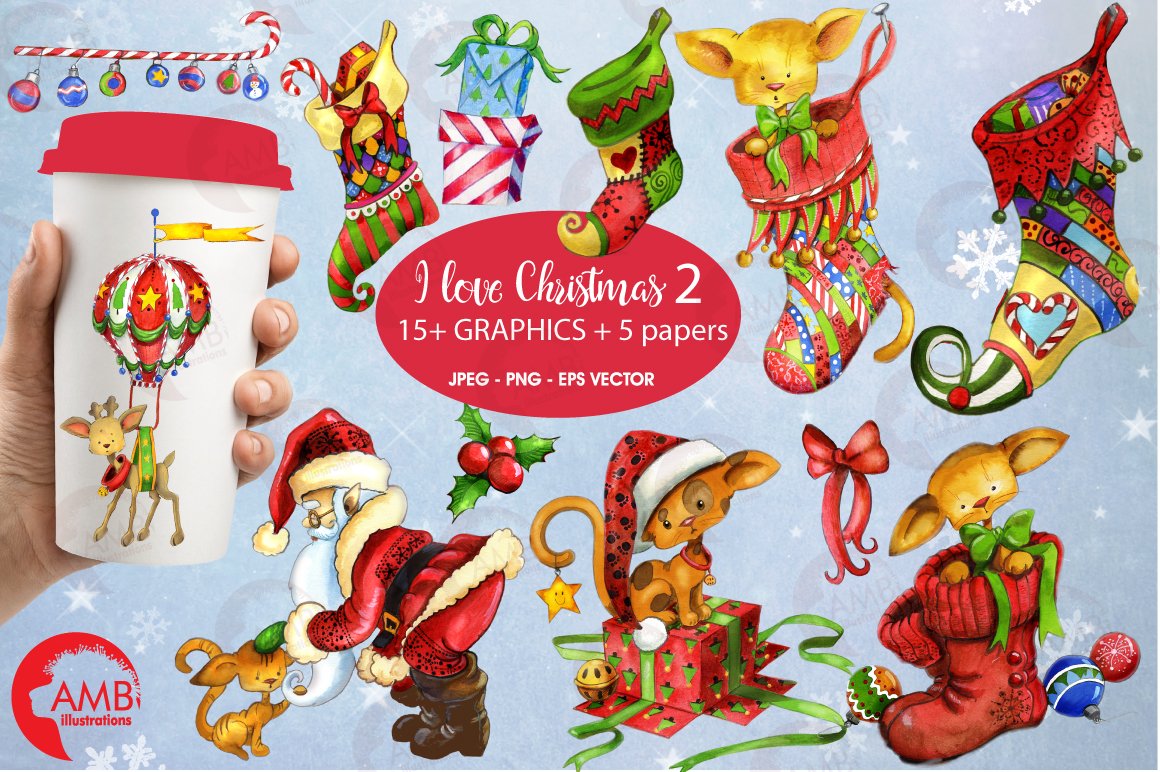 Christmas Bundle watercolor clipart 2