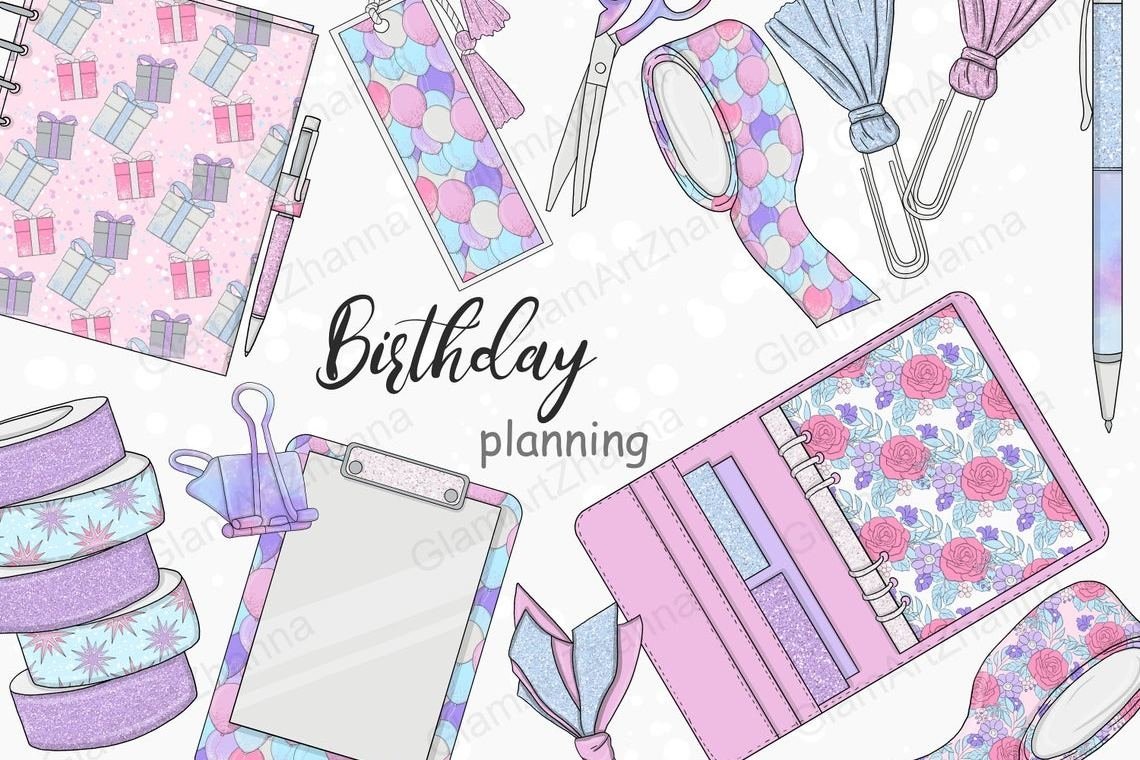 birthday planning weekly elements home office work items png 837097 illustrations design bundles birthday planning weekly elements home office work items png