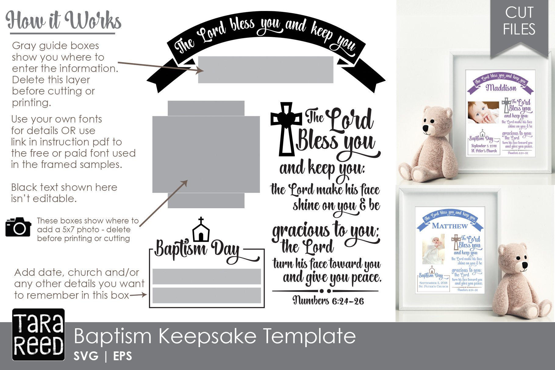 Baptism Keepsake Template (126649) Cut Files Design Bundles