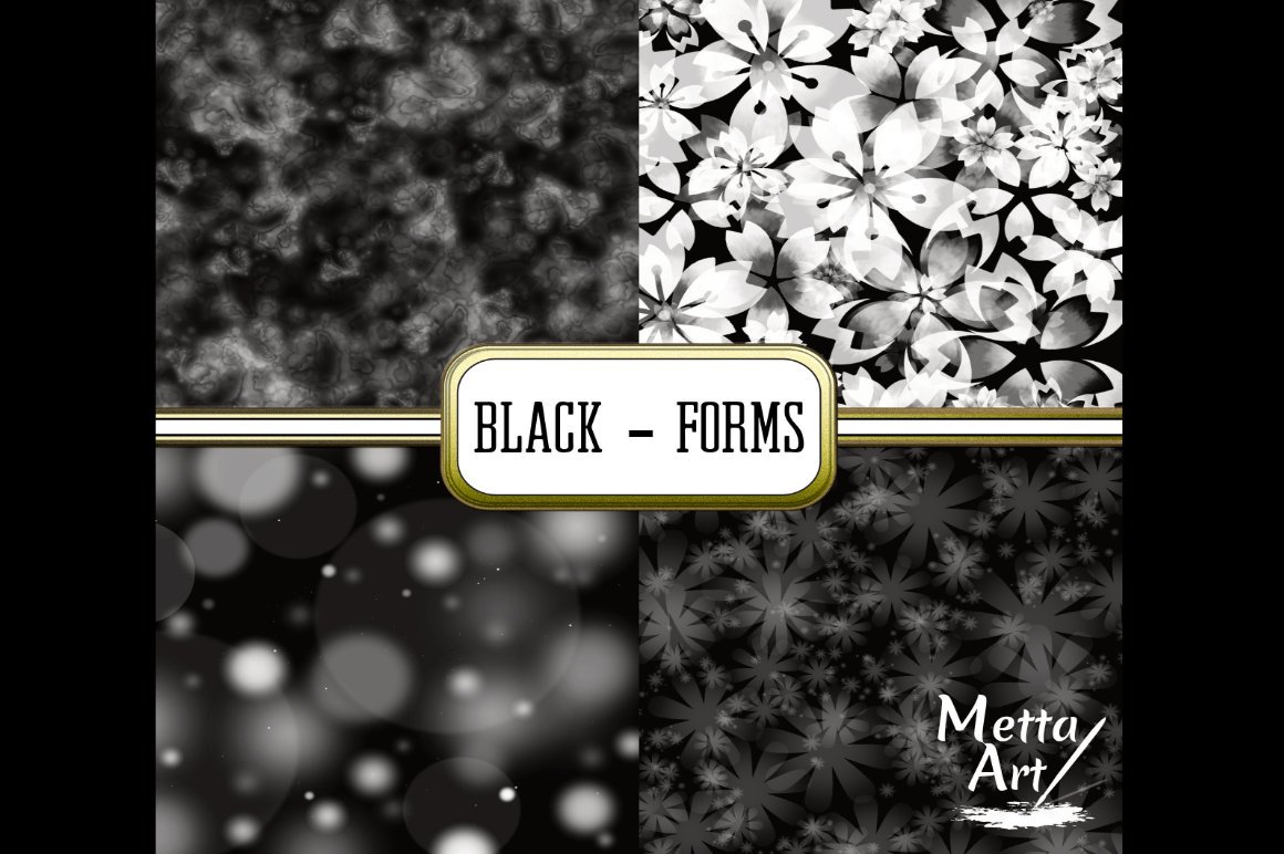 Black Forms - 10 Digital Papers/Backgrounds (646239) | Backgrounds ...