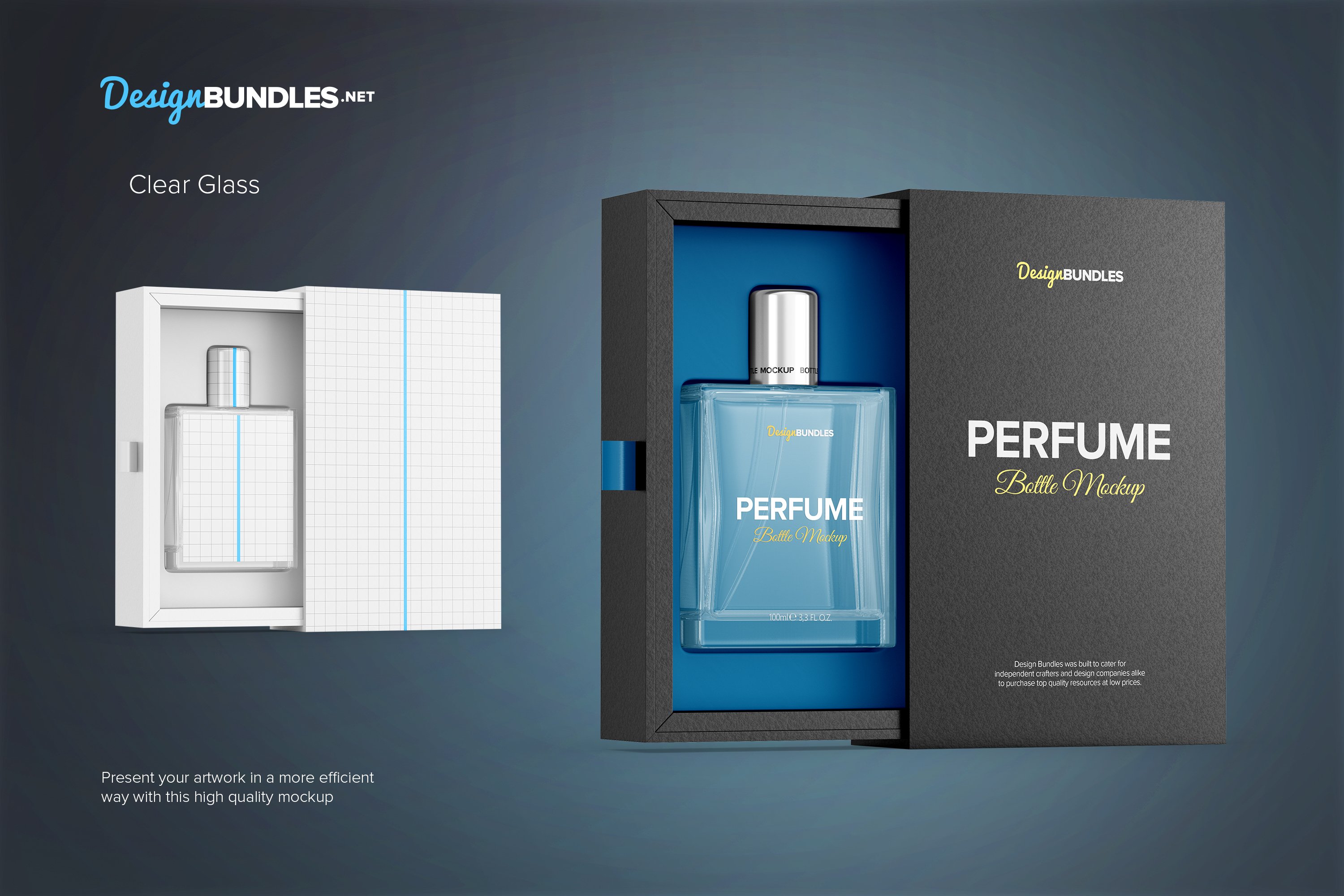 Perfume Bottle with Paper Gift Box Mockups