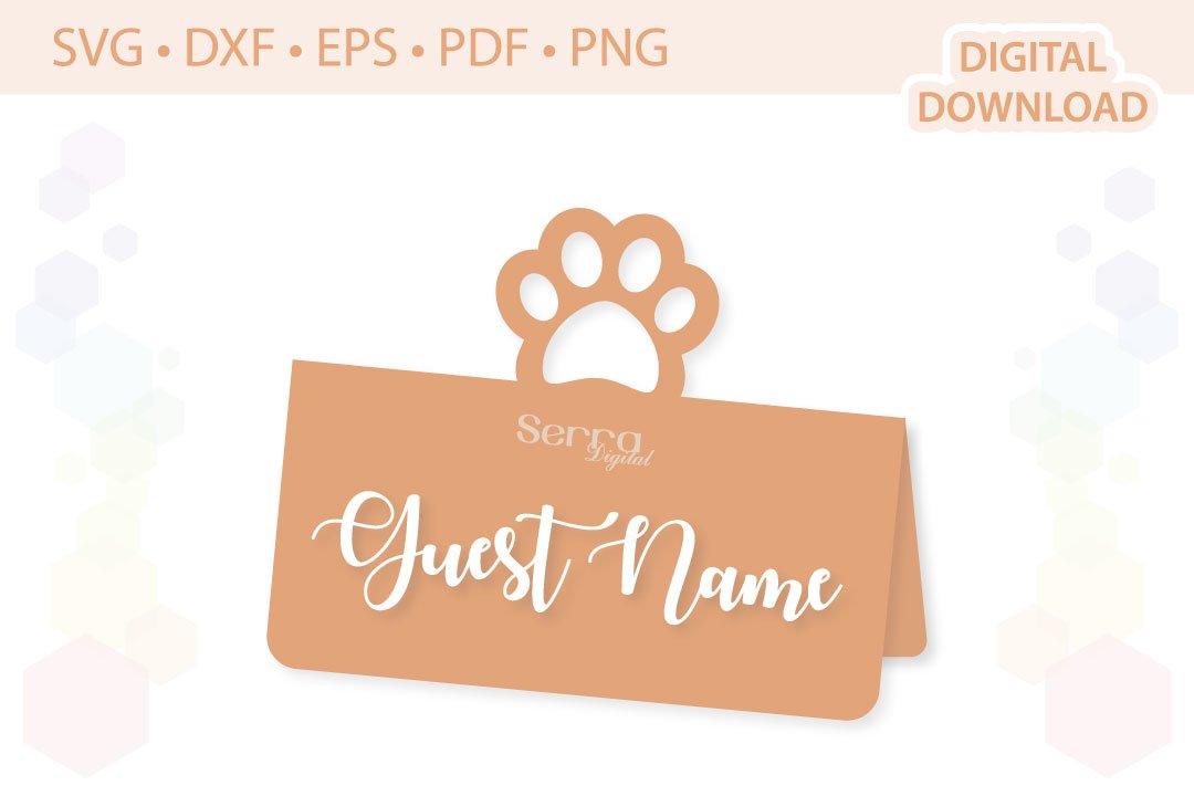 Paw Place Card cut file SVG DXF EPS PDF PNG (548194) Paper Cutting