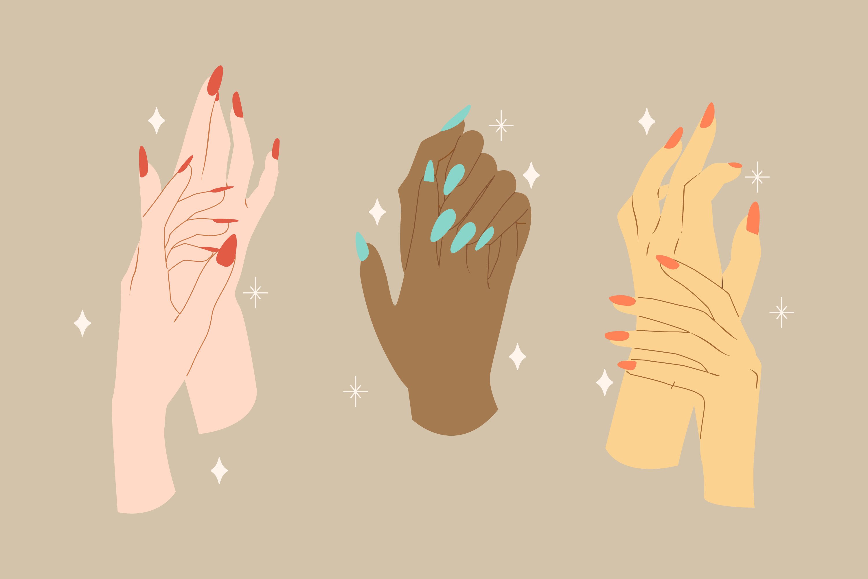 Collection Of Drawn Manicure Hand