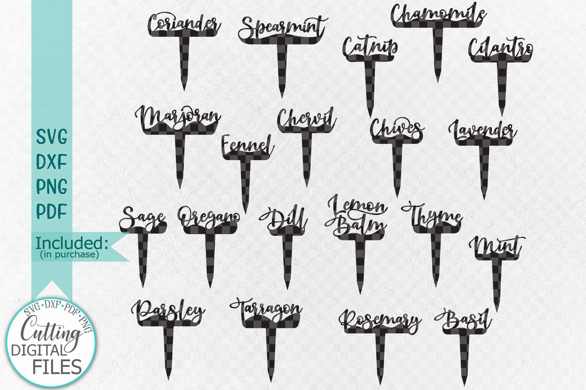 Plant Herb markers Herb signs Garden Decor wooden laser svg (779876