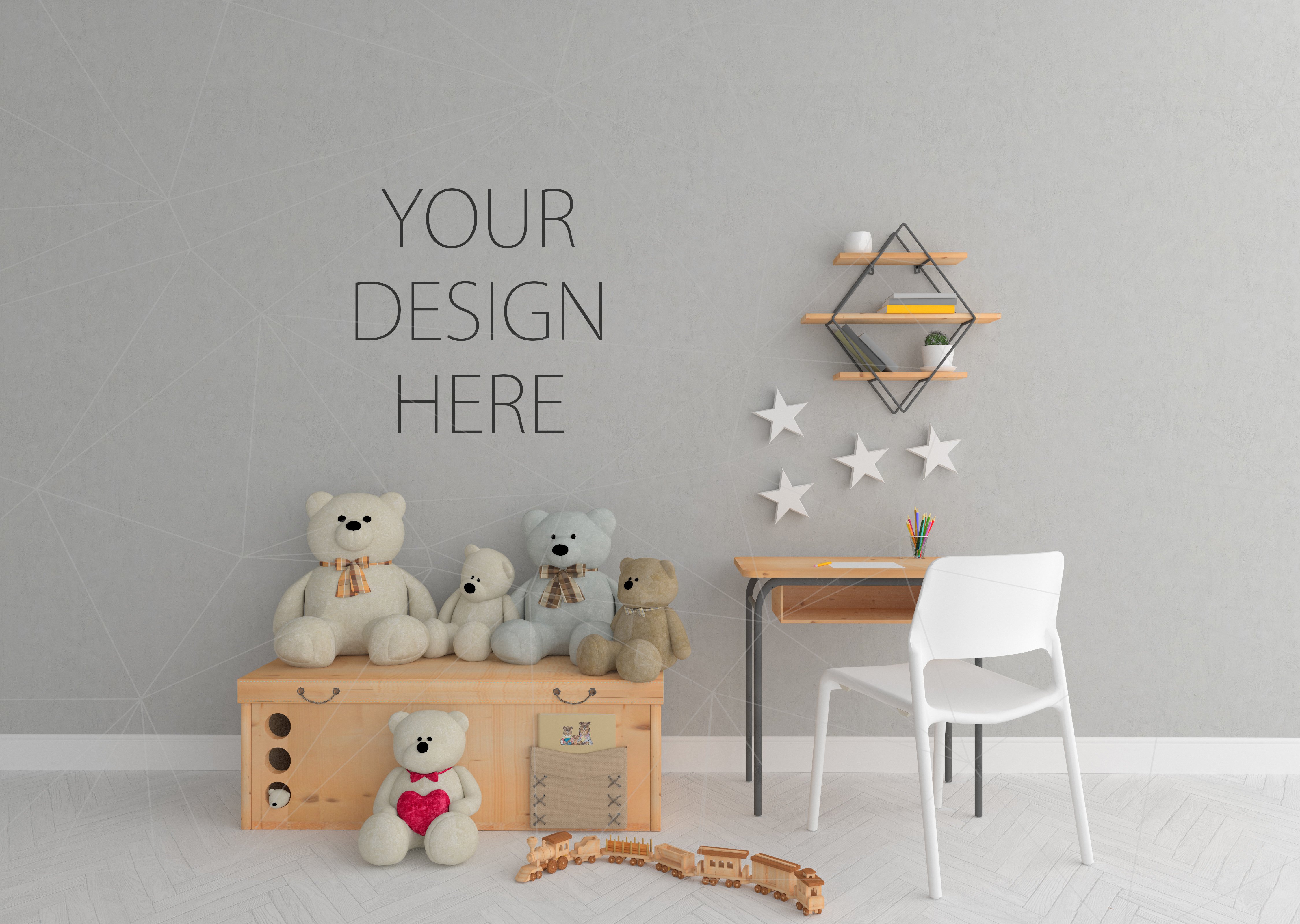 Interior mockup blank wall mock up nursery room (36297