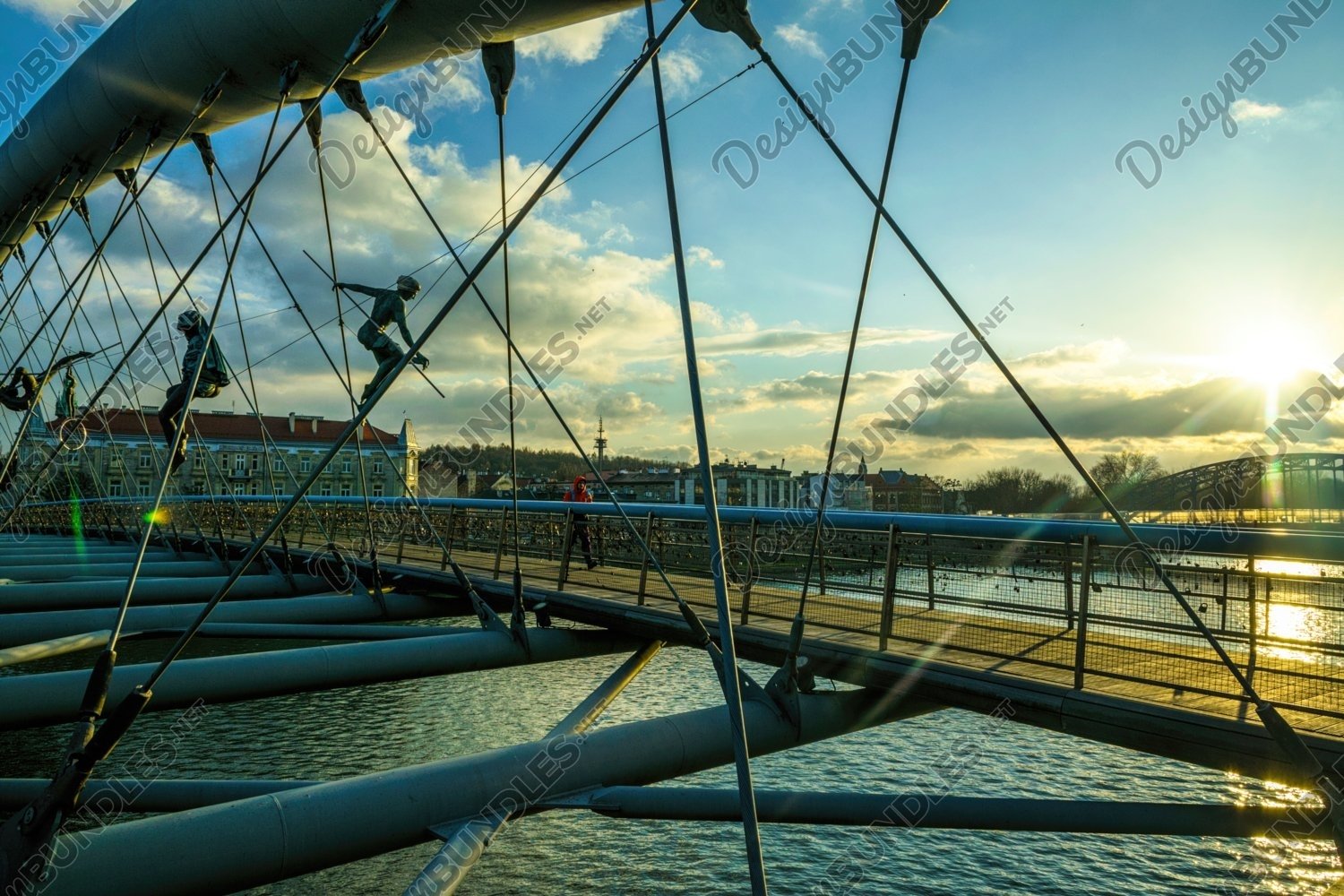 Padlocks on a suspension pedestrian bridge in Krakow, Poland (816664) Travel and Adventure
