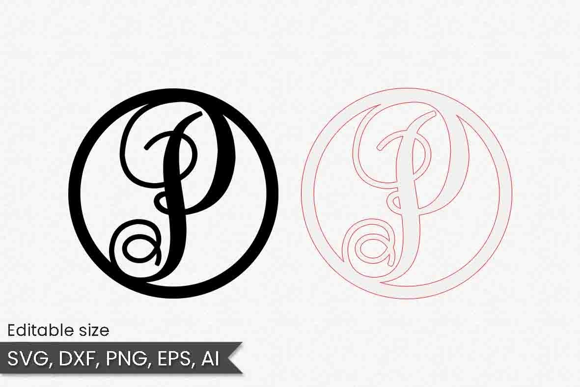 P Letter Monogram Circle, Cut File, Instant Download (420291) Cut