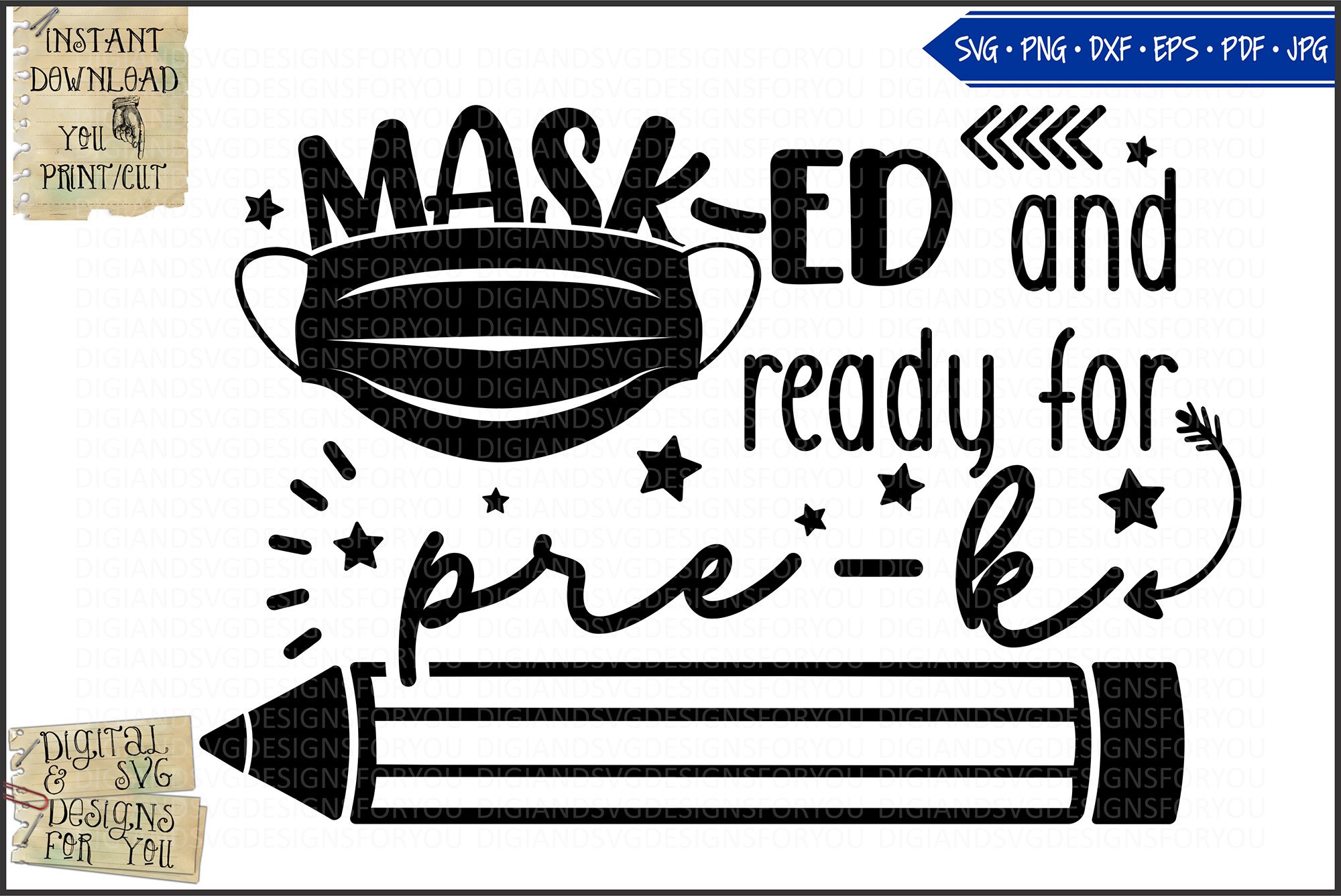 Masked And Ready For Pre K Back To School Svg Mask Svg 747540 Cut Files Design Bundles