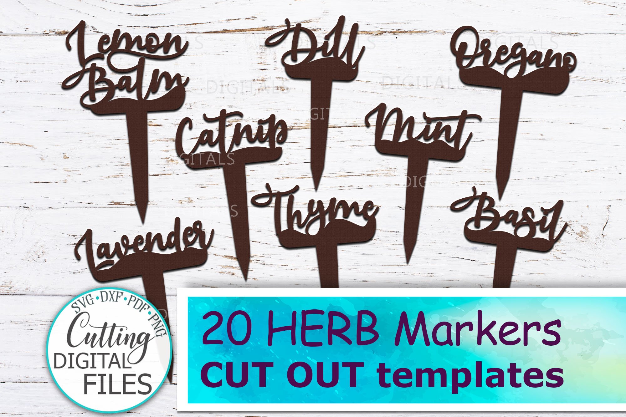 Plant Herb markers Herb signs Garden Decor wooden laser svg (779876