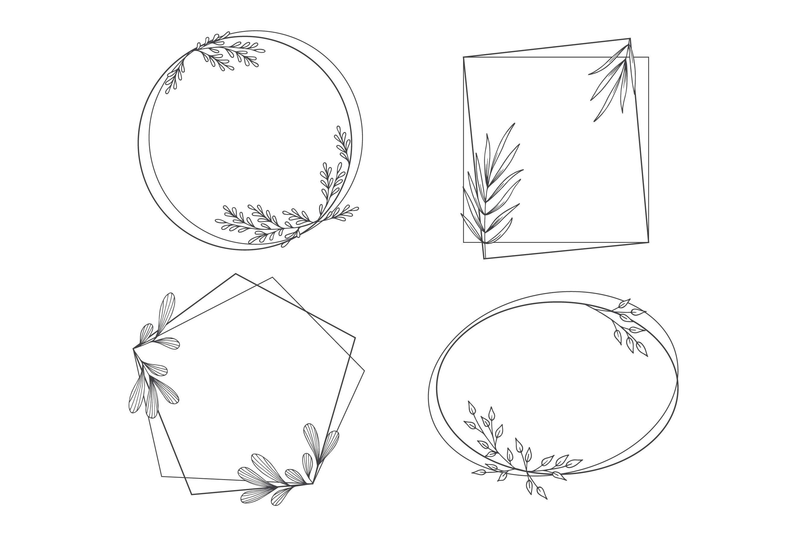 Floral Frames in Outline Style (542100) Elements Design Bundles