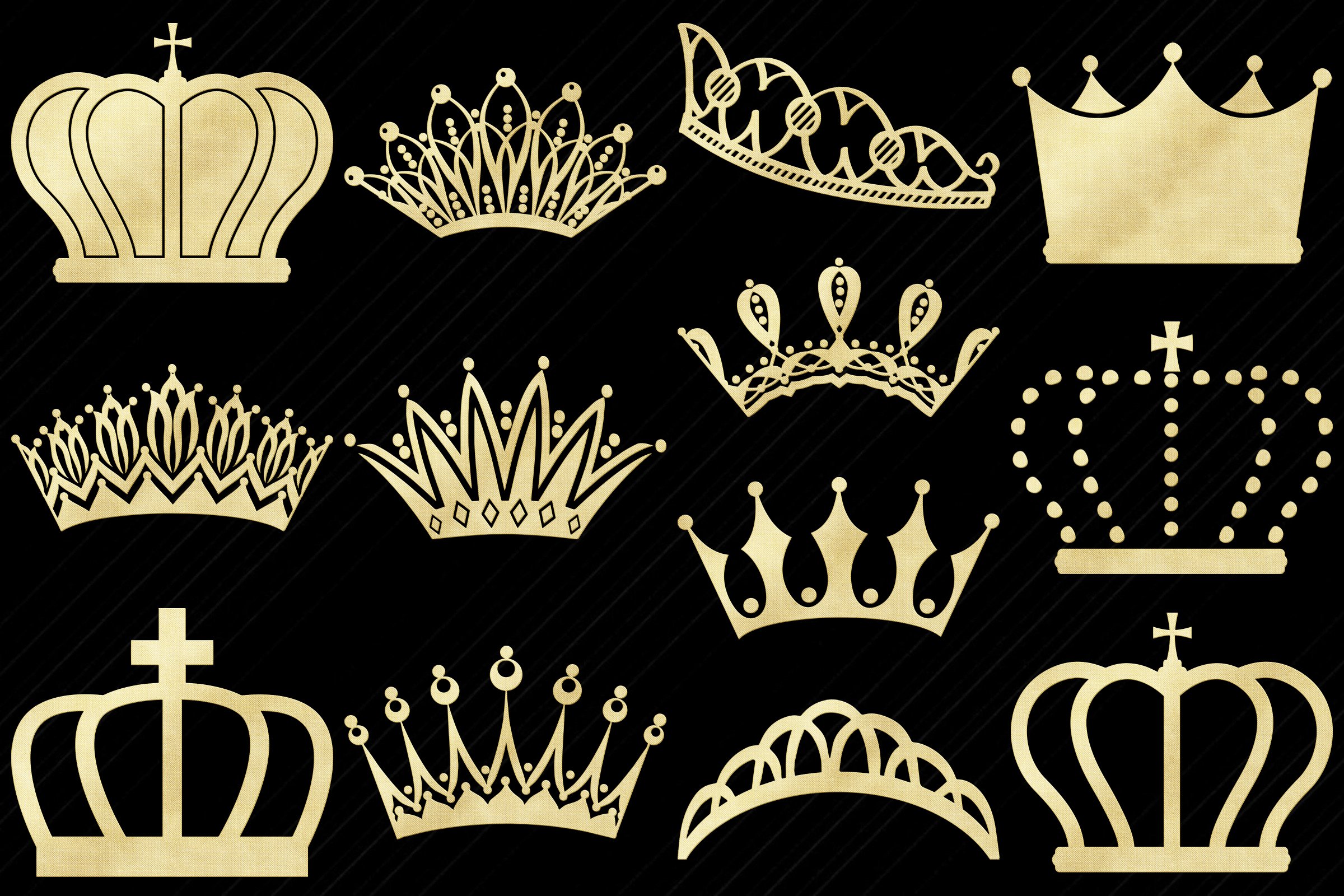Gold Foil Tiaras and Crowns Clip Art, PRINCESS CLIP ART (172982