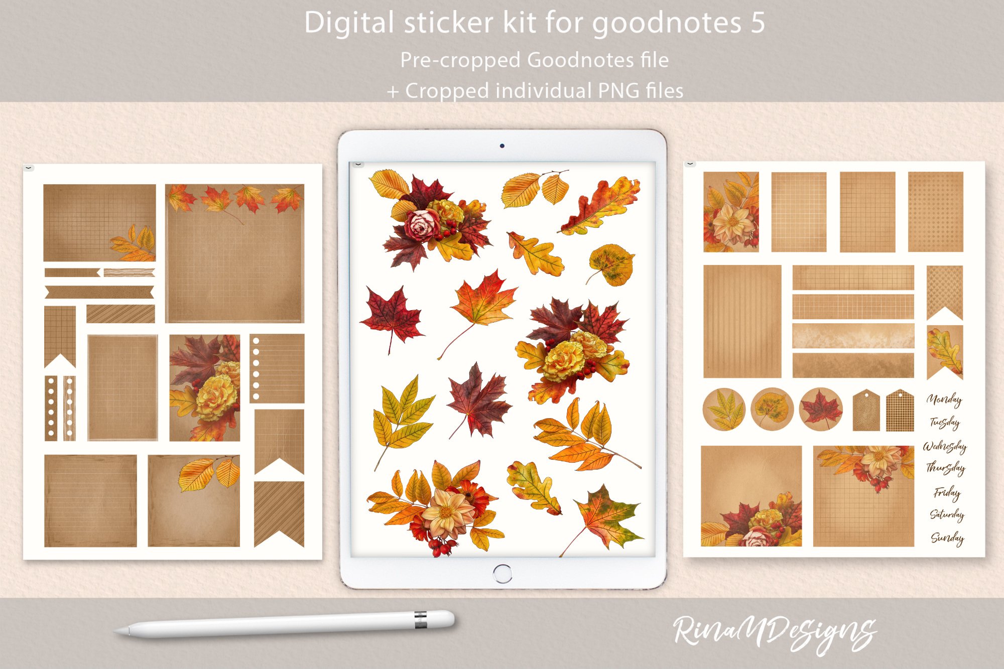 Stickers, Labels & Tags Functional autumn goodnotes stickersFall