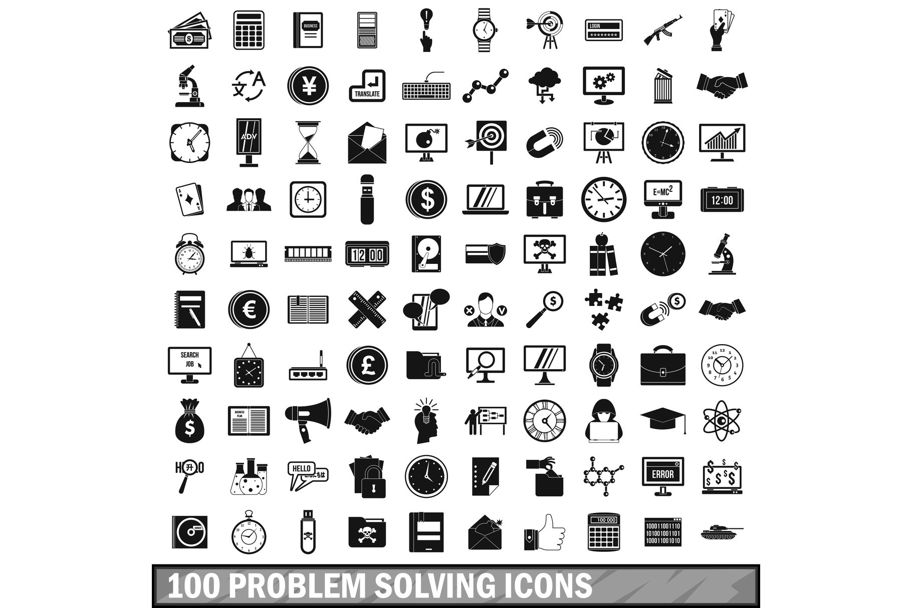 100 problem solving icons set, simple style (359068) | Icons | Design ...