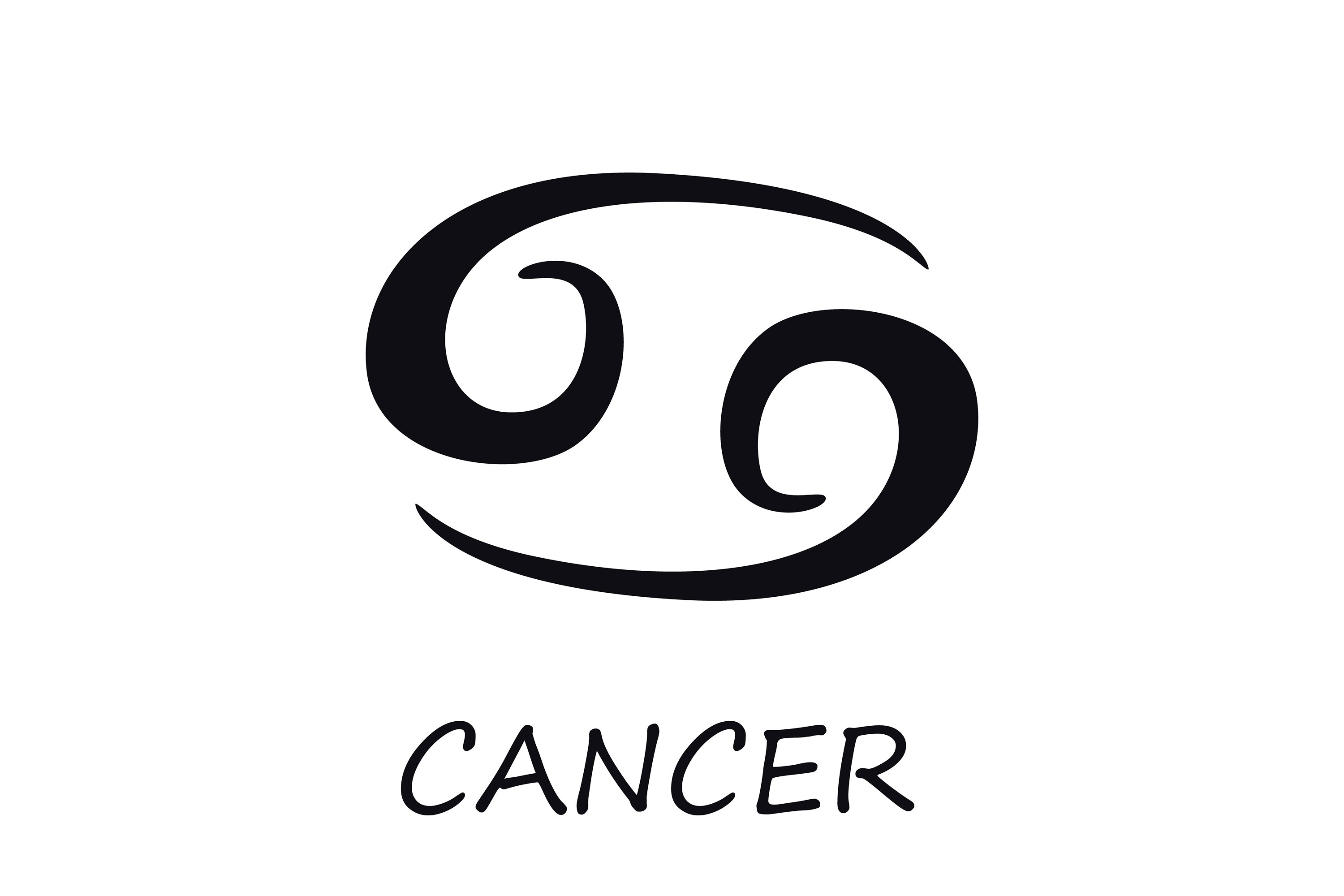 Cancer zodiac sign black vector illustration