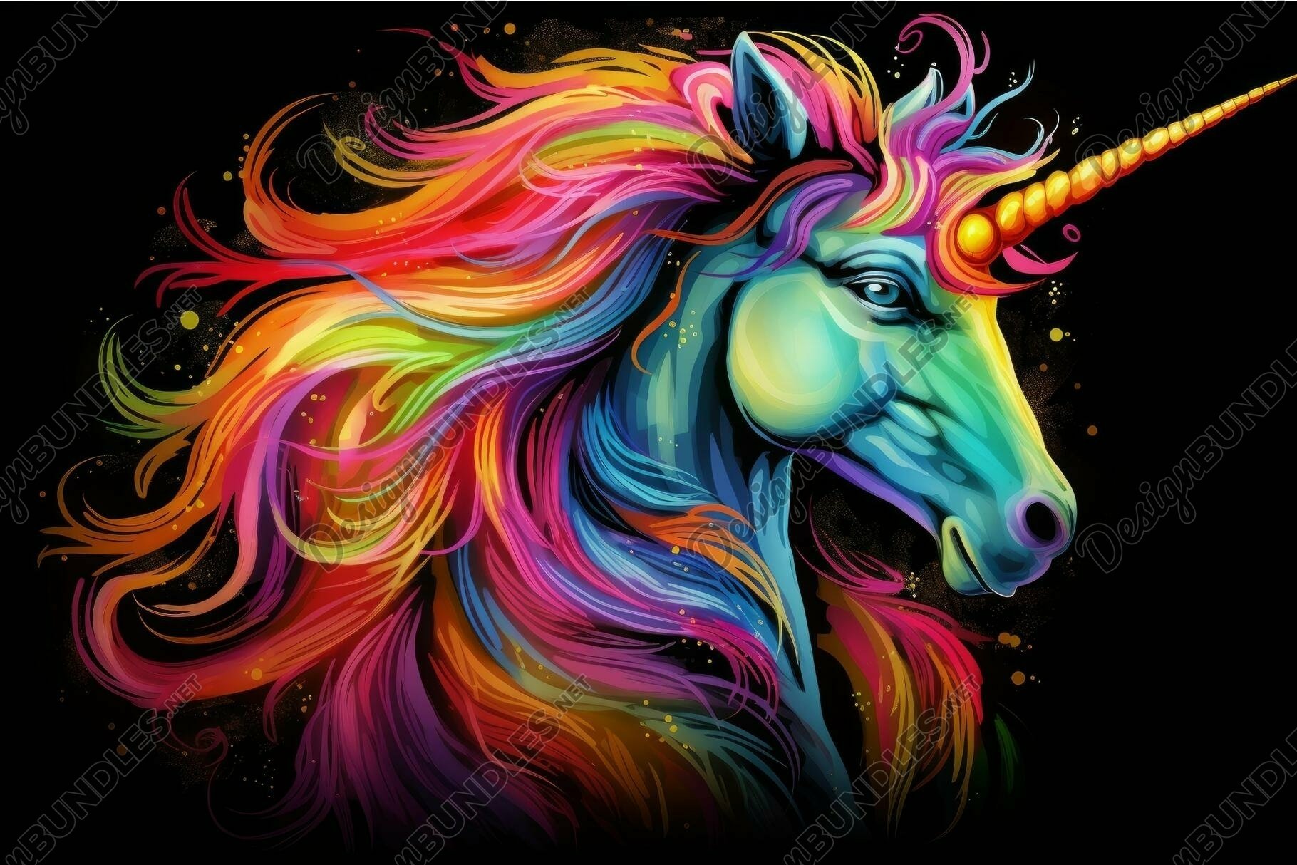 Vibrant digital art of a mythical unicorn