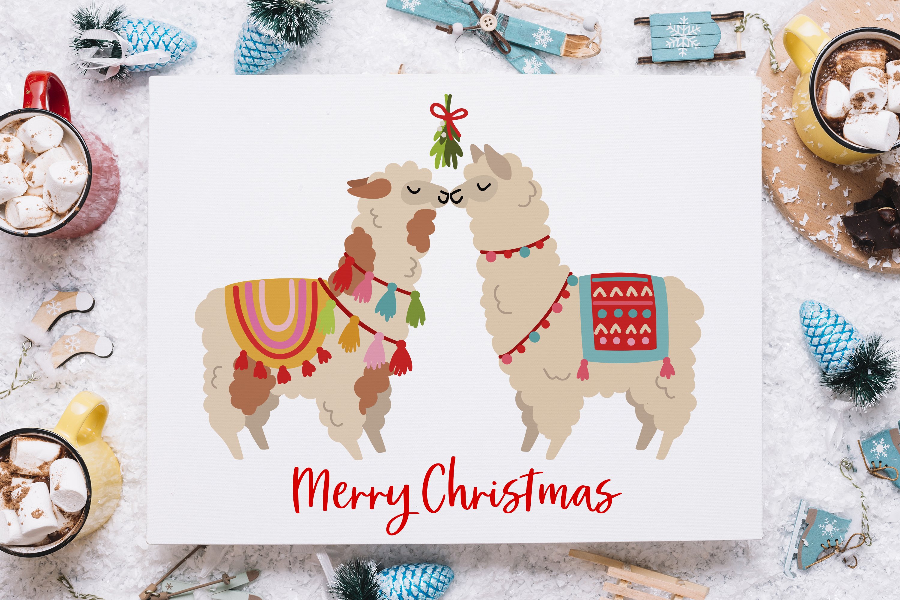 Christmas Alpacas Vector Art (408905) | Illustrations | Design Bundles