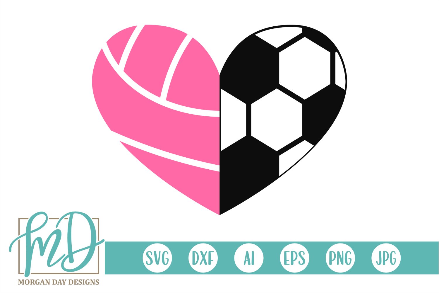 Volleyball Soccer Heart SVG DXF PNG Cut File