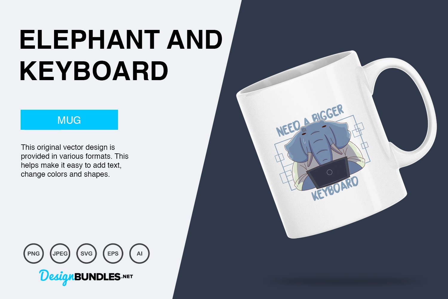 Elephant and Keyboard Vector Illustration