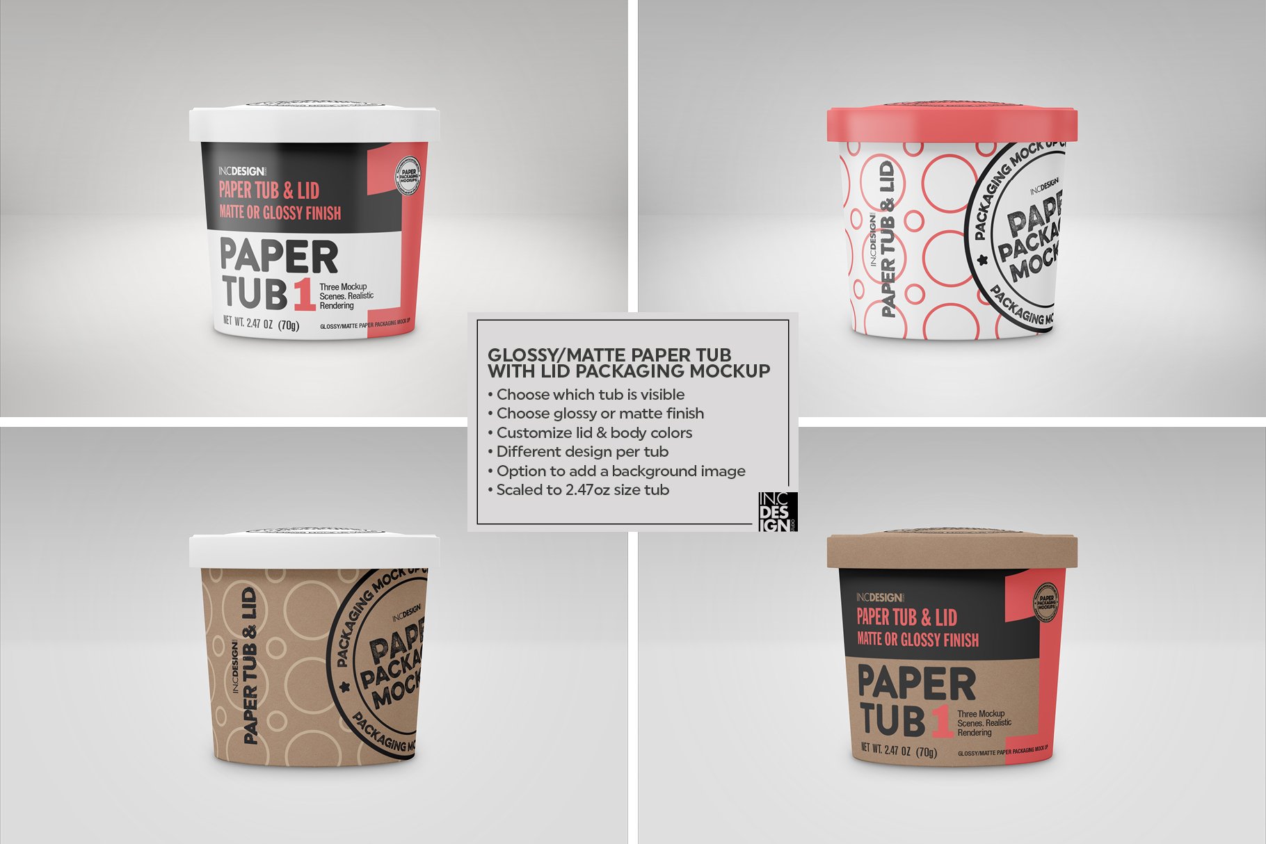 Paper Tub with Lid Packaging Mockup (571069) Branding Design Bundles