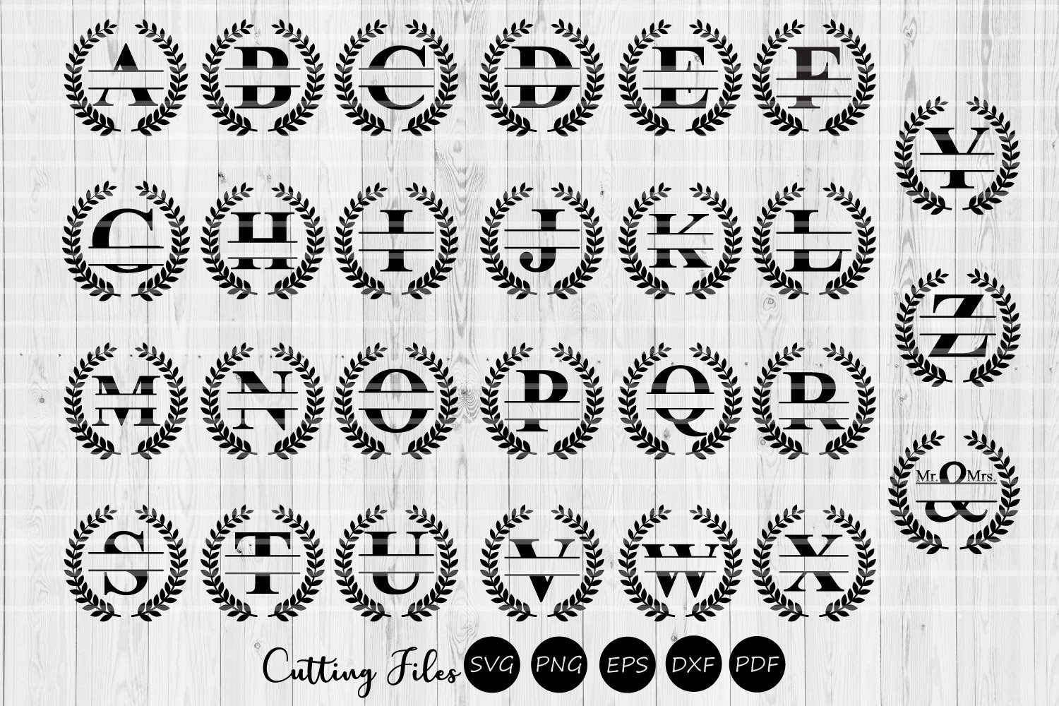Download Split Letters Wreath Monogram Alphabet Svg Commercial Use 303482 Svgs Design Bundles