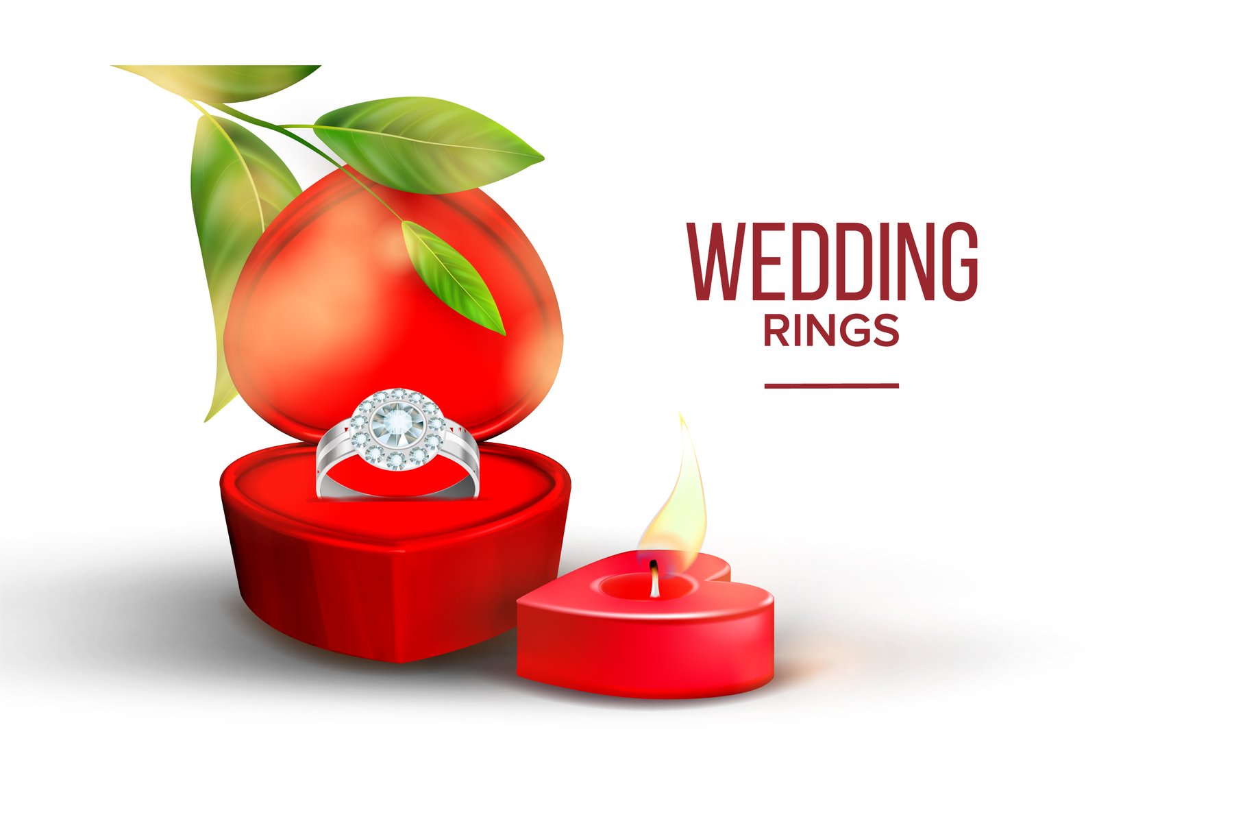 Download Diamond Wedding Ring In Shape Of Heart Box Vector 587056 Illustrations Design Bundles