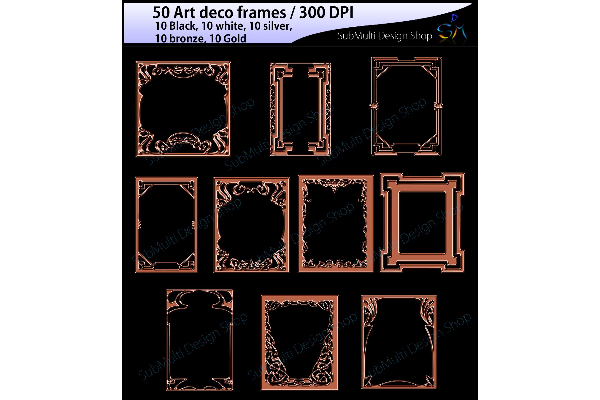 art deco frames / art deco frames clipart / art deco frames silhouette