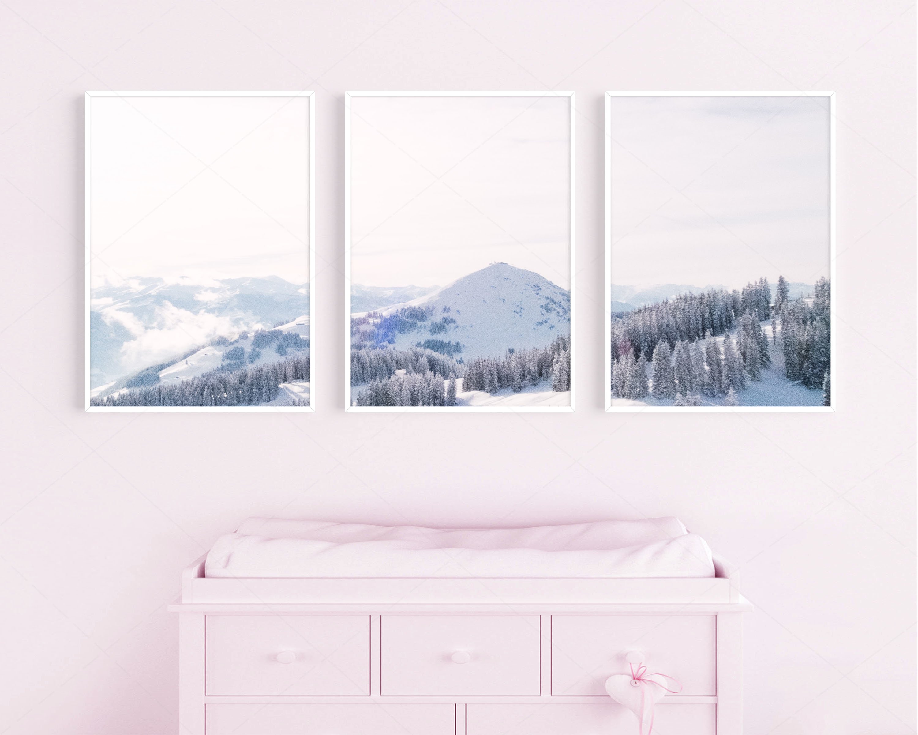 Girl's Room Nursery A4 White Frame Digital Pink Mockup/M204 (1150957) Products Design Bundles