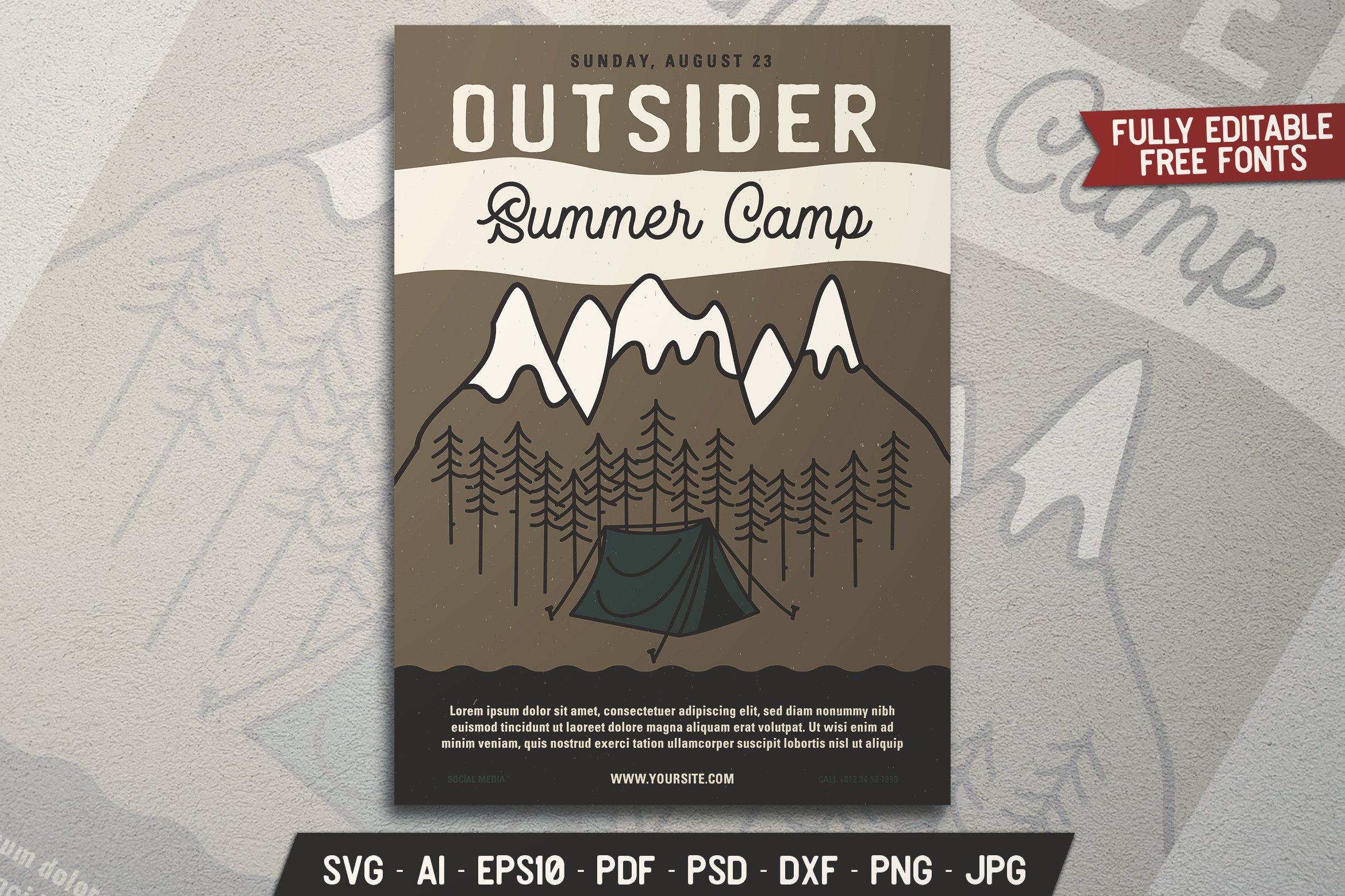 Download Summer Camping Flyer Svg Template Vintage Adventure Card Dxf 845923 Card And Invites Design Bundles