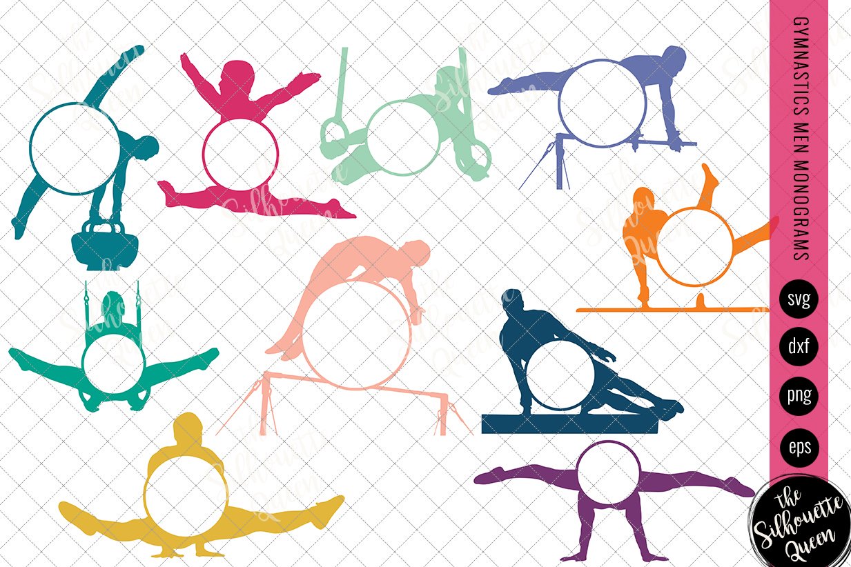 Gymnastics Svg Monogram, Circle Frames, Cuttable Design (178004 ...