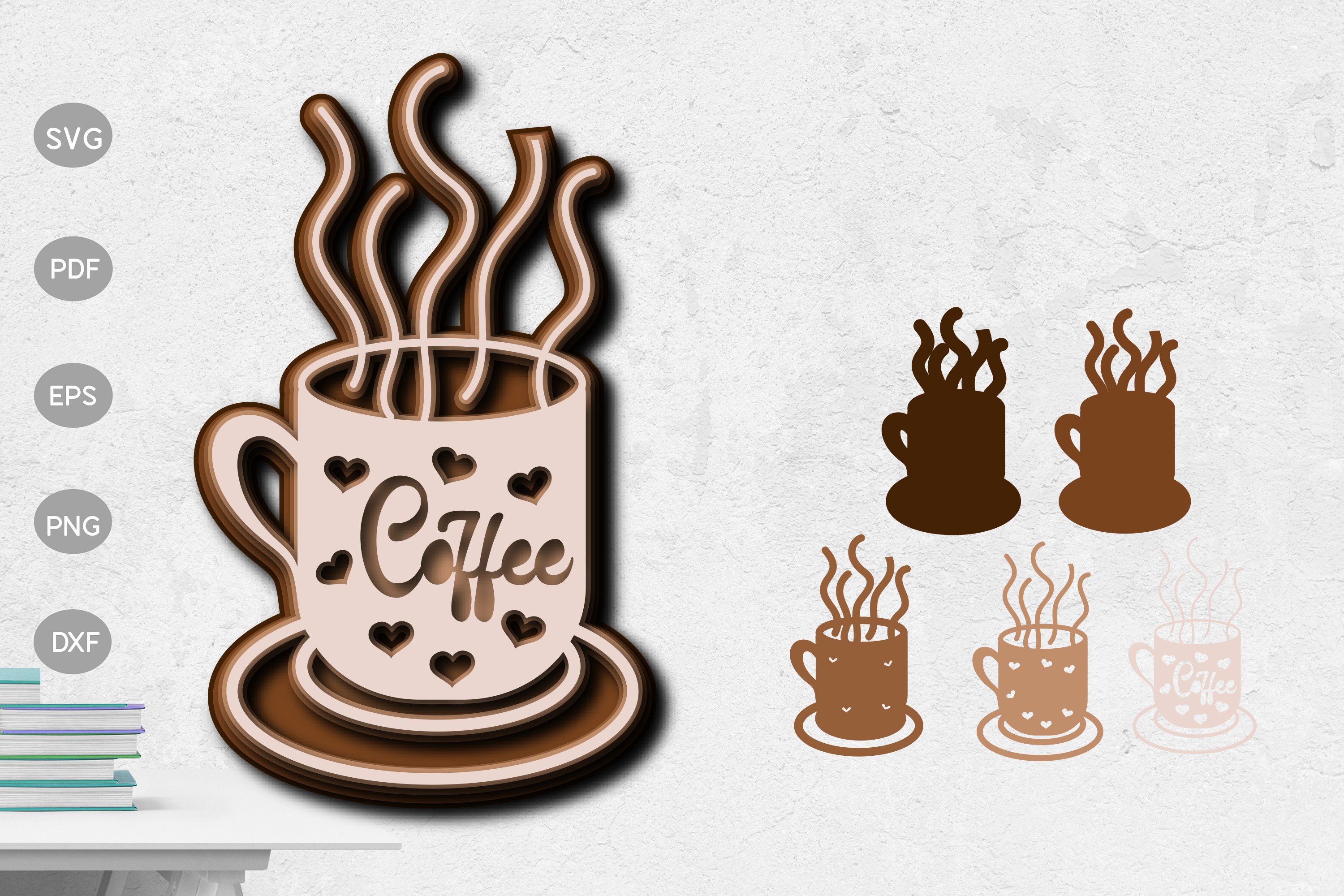 Coffee Cup 3d Layer Paper Template Design