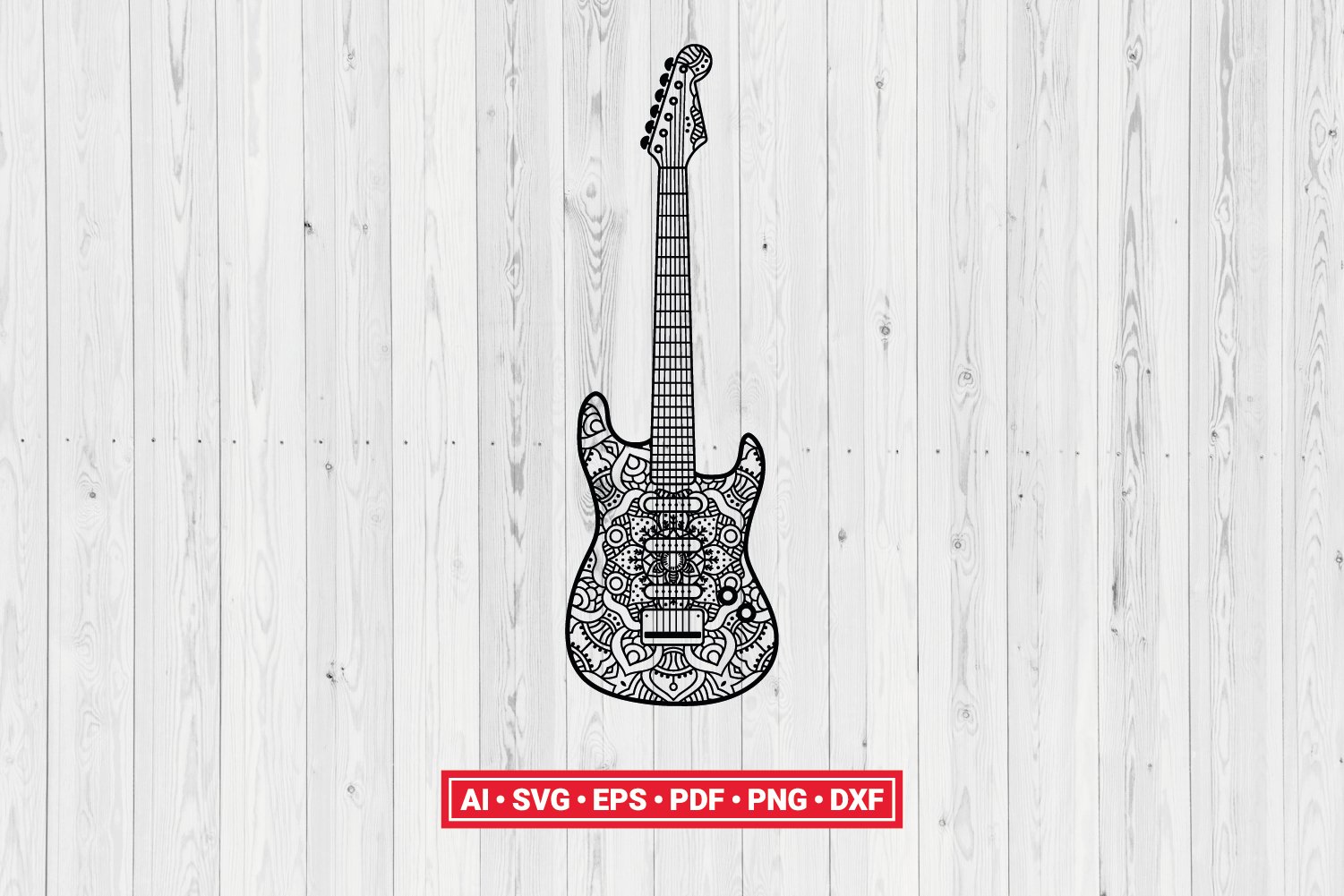 Zentangle Guitar SVG, Mandala Guitar SVG, Guitar for Cricut