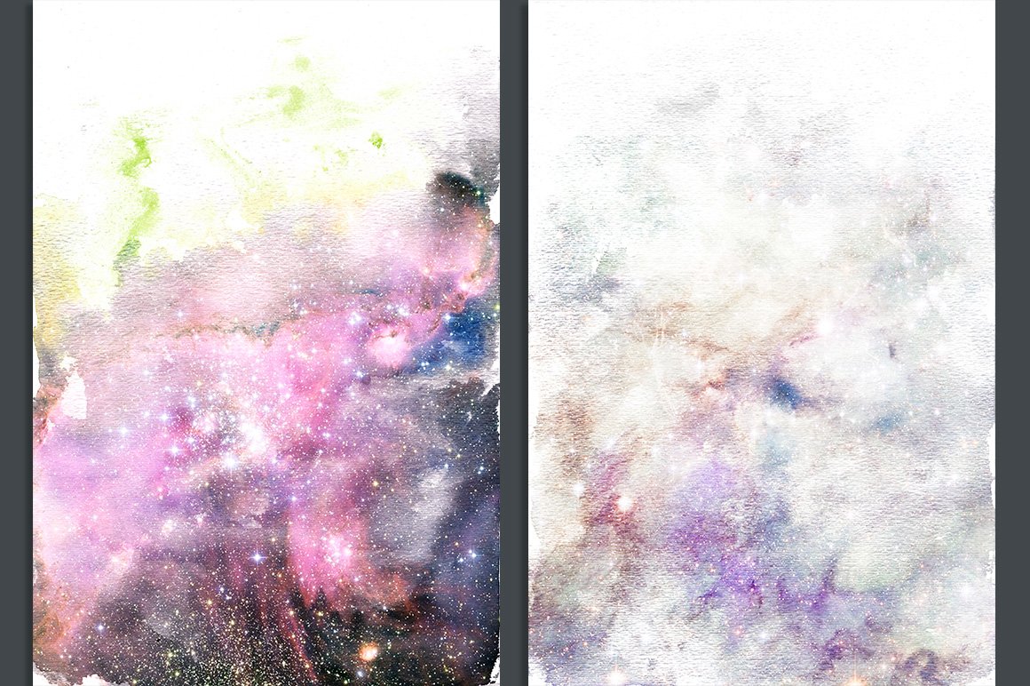 Galaxy Watercolor Ombre Backgrounds (183086) Textures Design Bundles