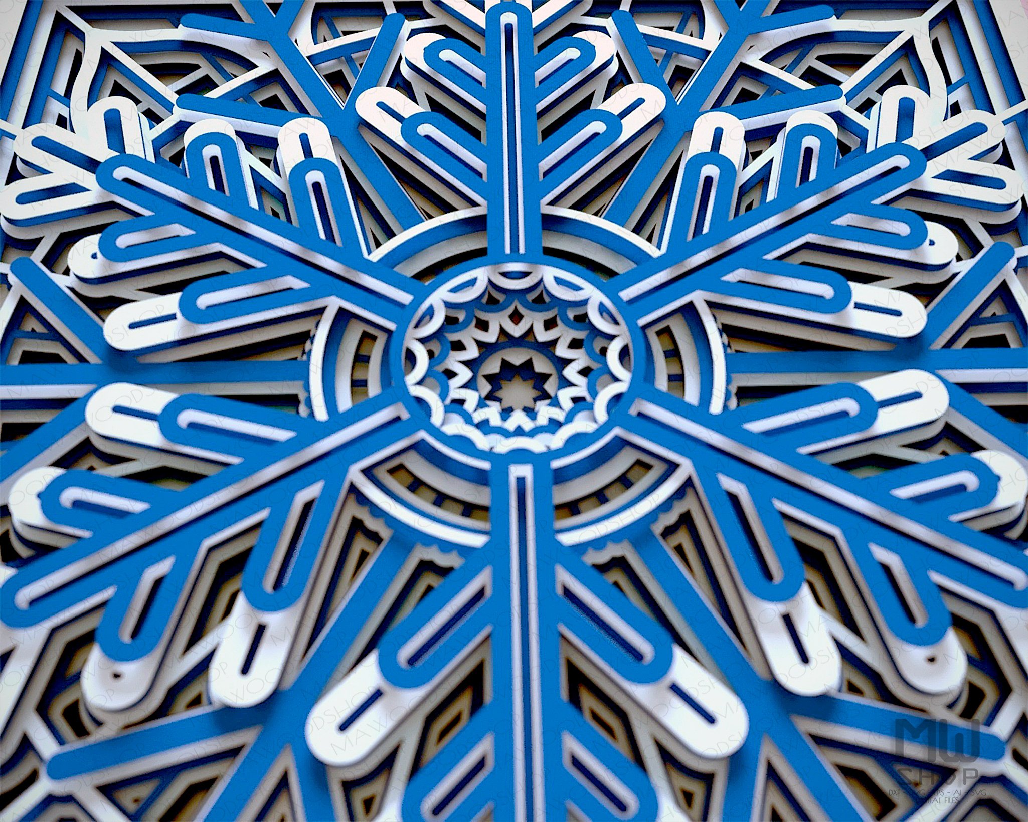 Layered Mandala SVG, Snowflake Mandala SVG DXF - M165 (1037714) | Paper