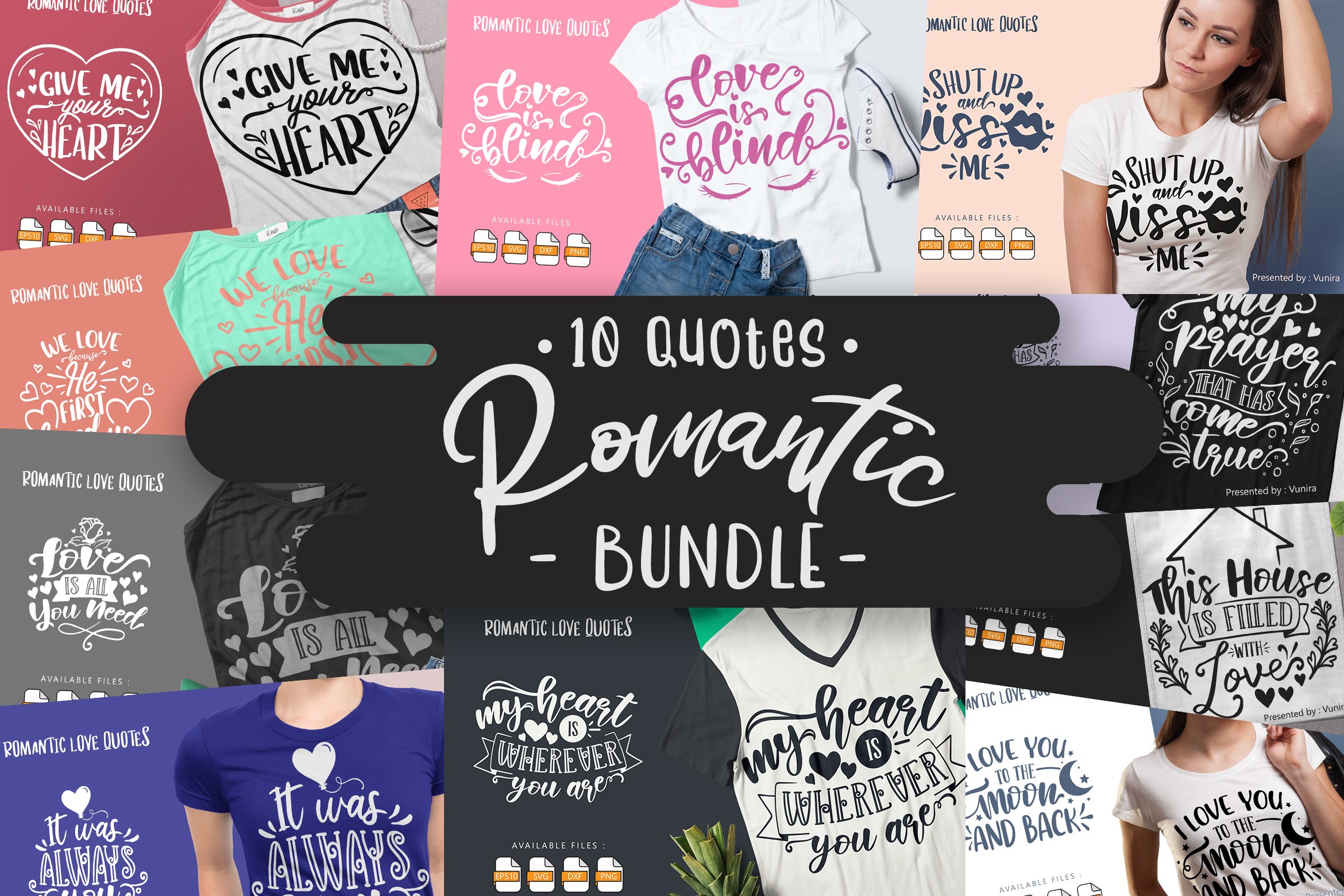 Download 10 Romantic Bundle Lettering Quotes 1154427 Hand Lettered Design Bundles