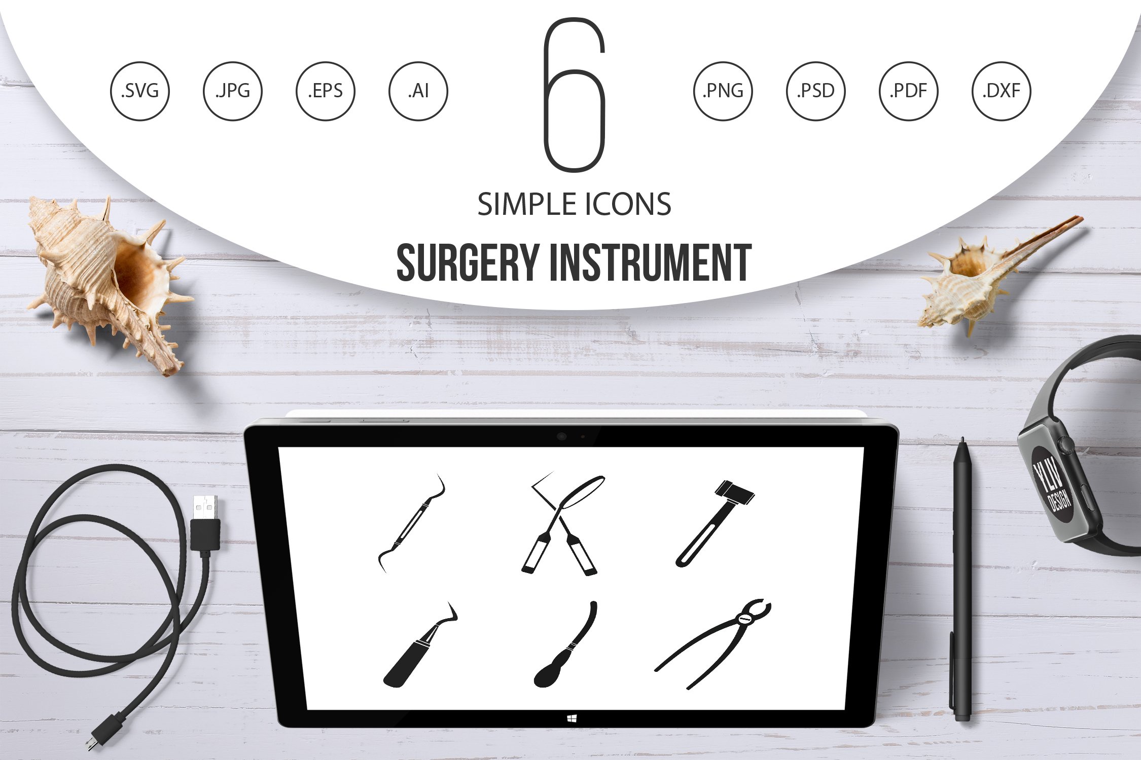Operating Instruments Icon Arrow Surgery instrument icon set, simple style (114728) | Icons | Design Bundles