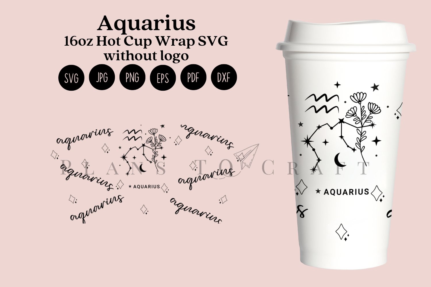 aquarius zodiac starbucks 16oz hot cup wrap