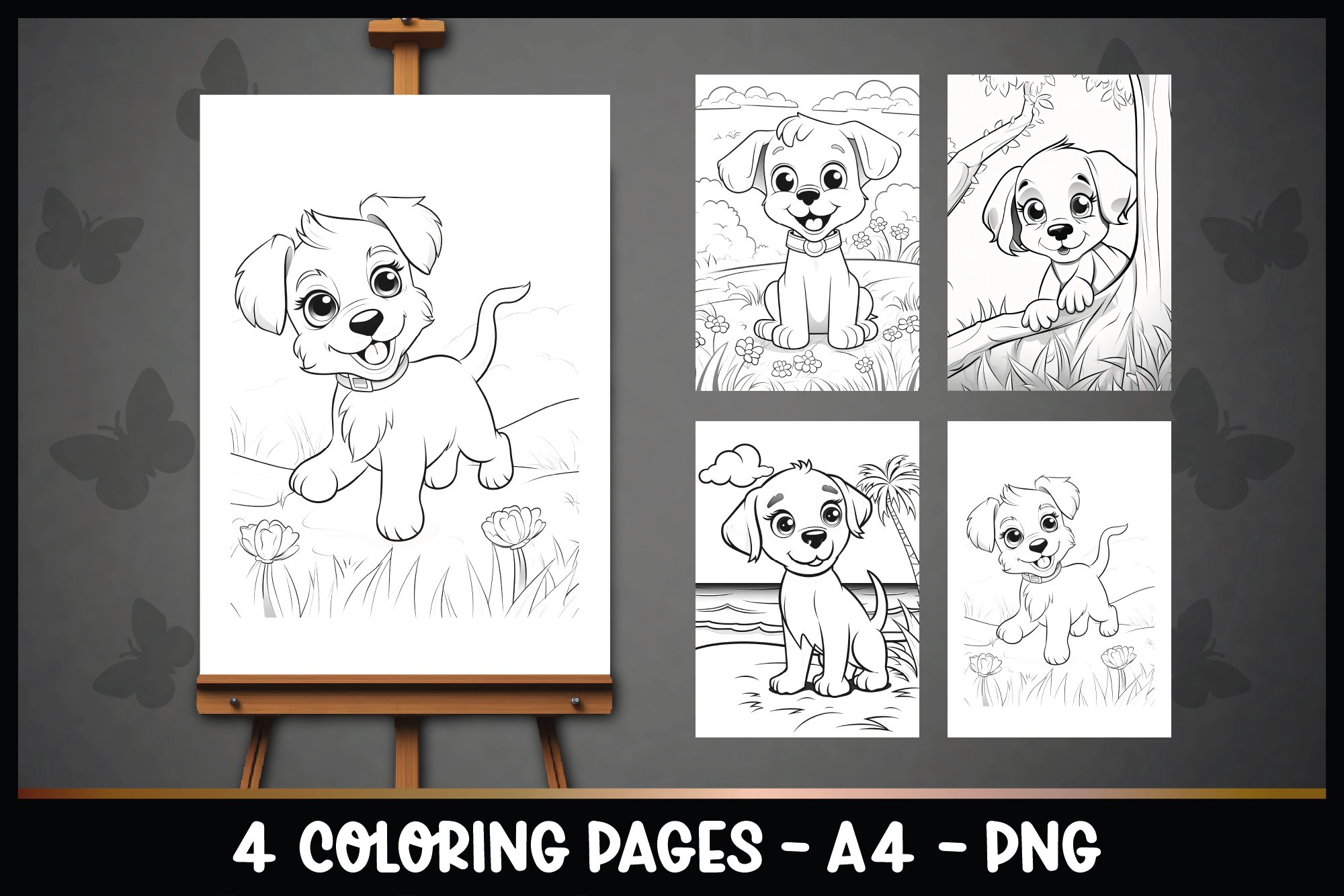 4 Cute Dogs Coloring Pages I Coloring Pages for (3030240), image size:2000x1334