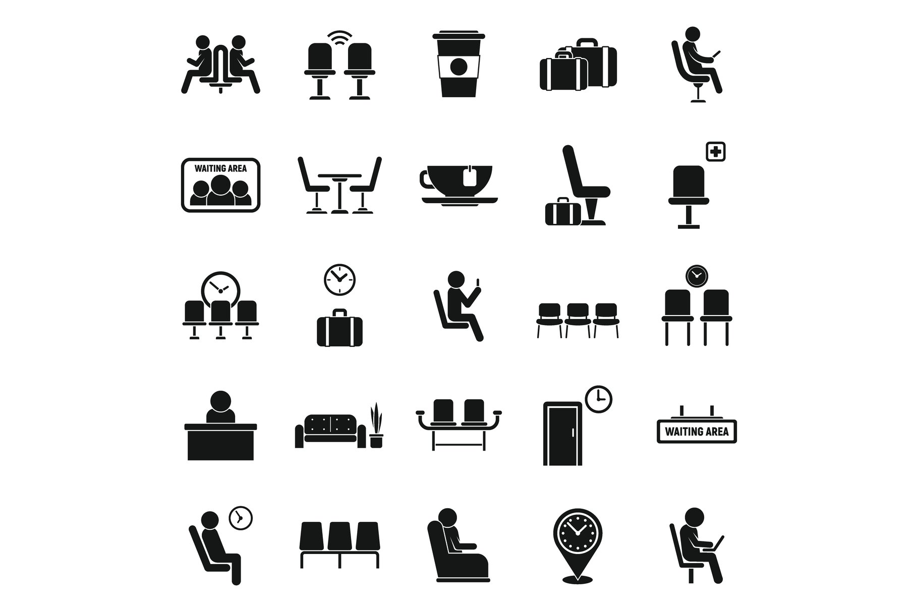 Waiting area icons set simple vector. Wait room (2223821) Icons