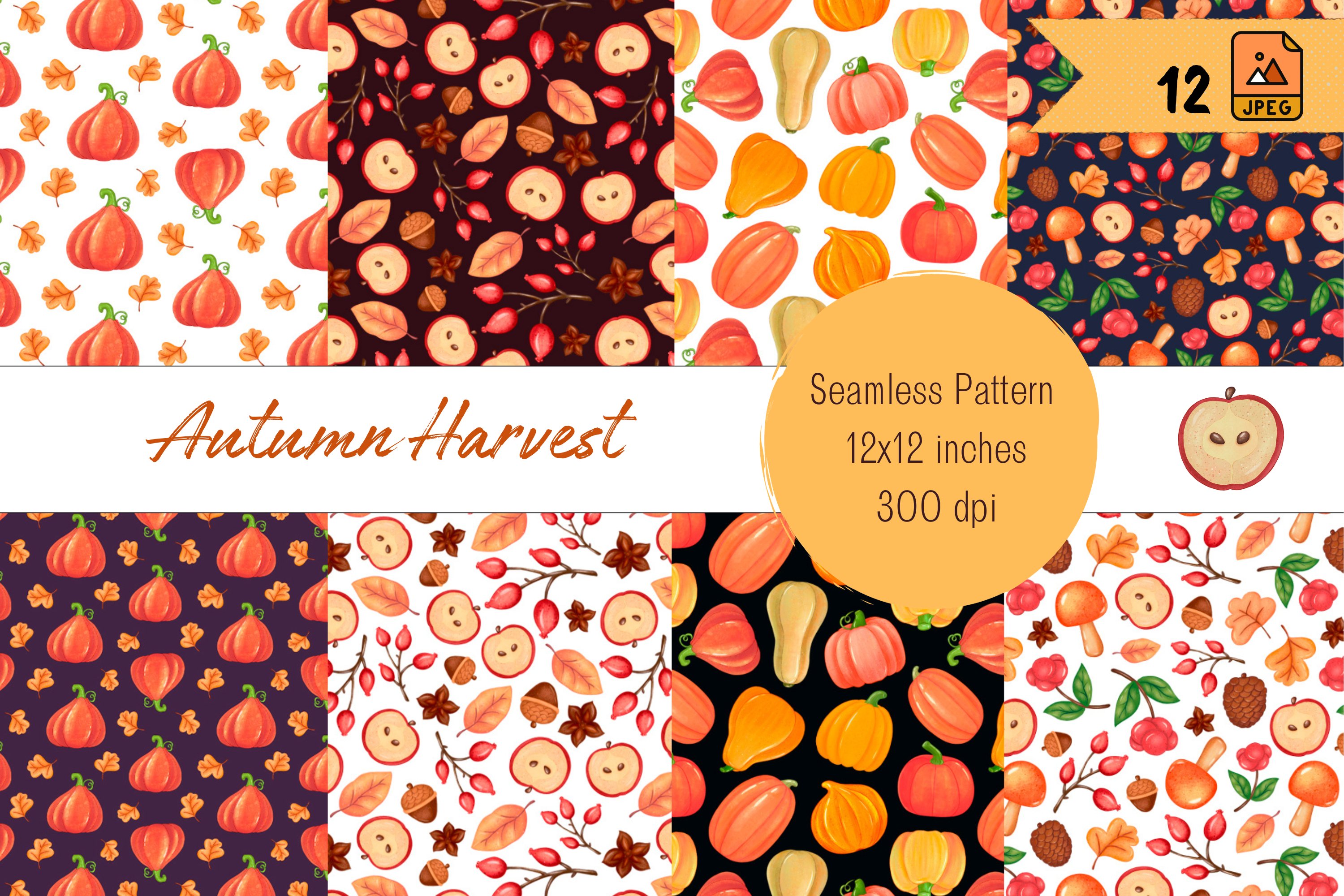 Autumn Harvest Background Frame Grid Cutting Dies – Fall Leaves, Pumpkins, Acorn Embossing Stencils For Card Making