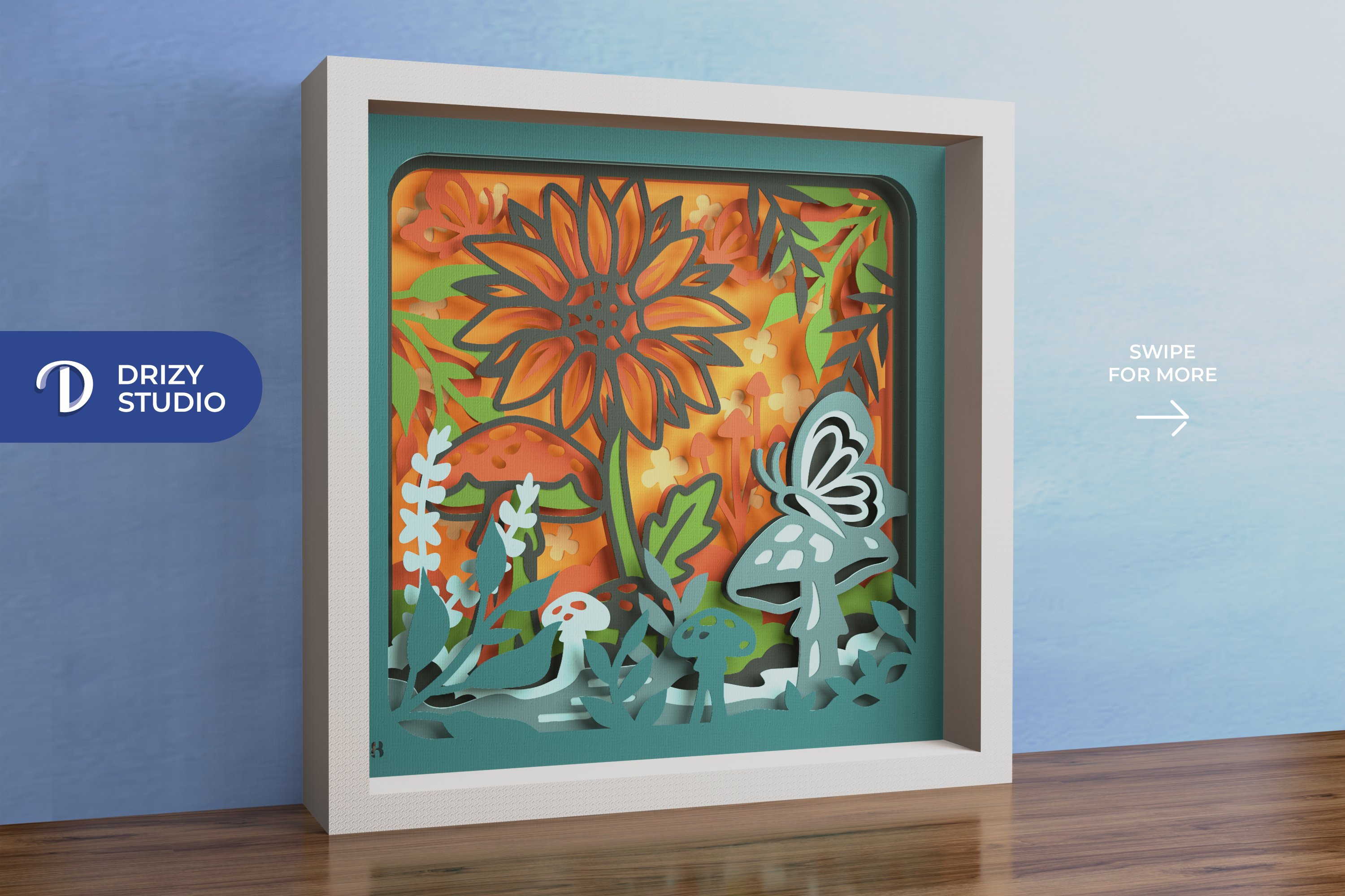 ①Rabbit-PaperCutting- autumn-mushroom-garden-3d-