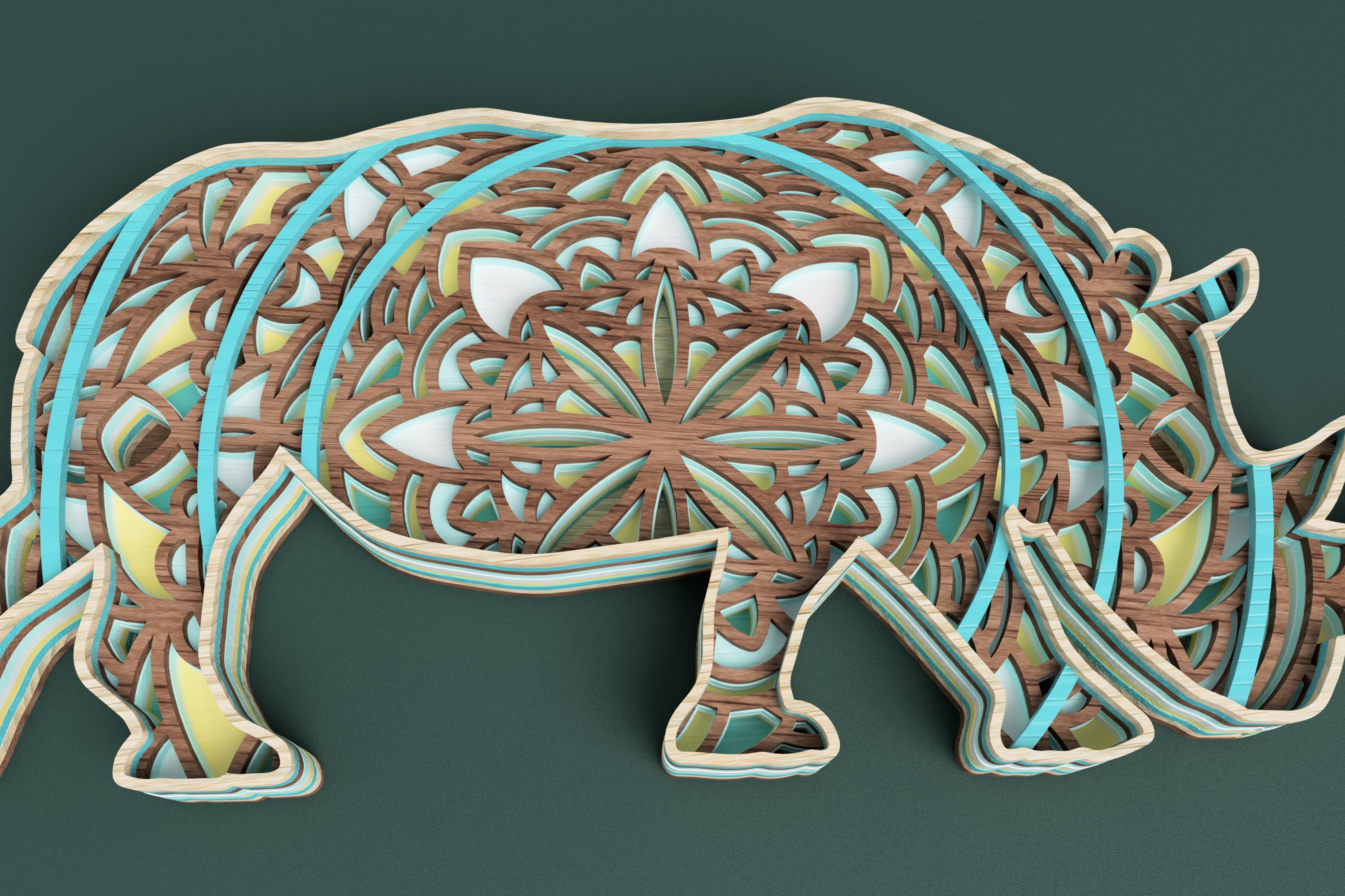 Safari Animal laser cut file Rhino Mandala