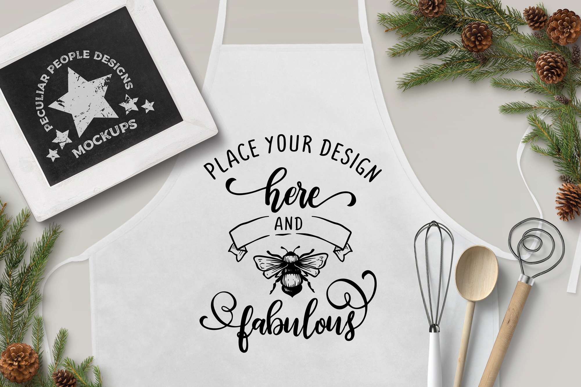 Download Winter Mockup | Farmhouse Sign Holiday Apron Flat Lay JPG ...