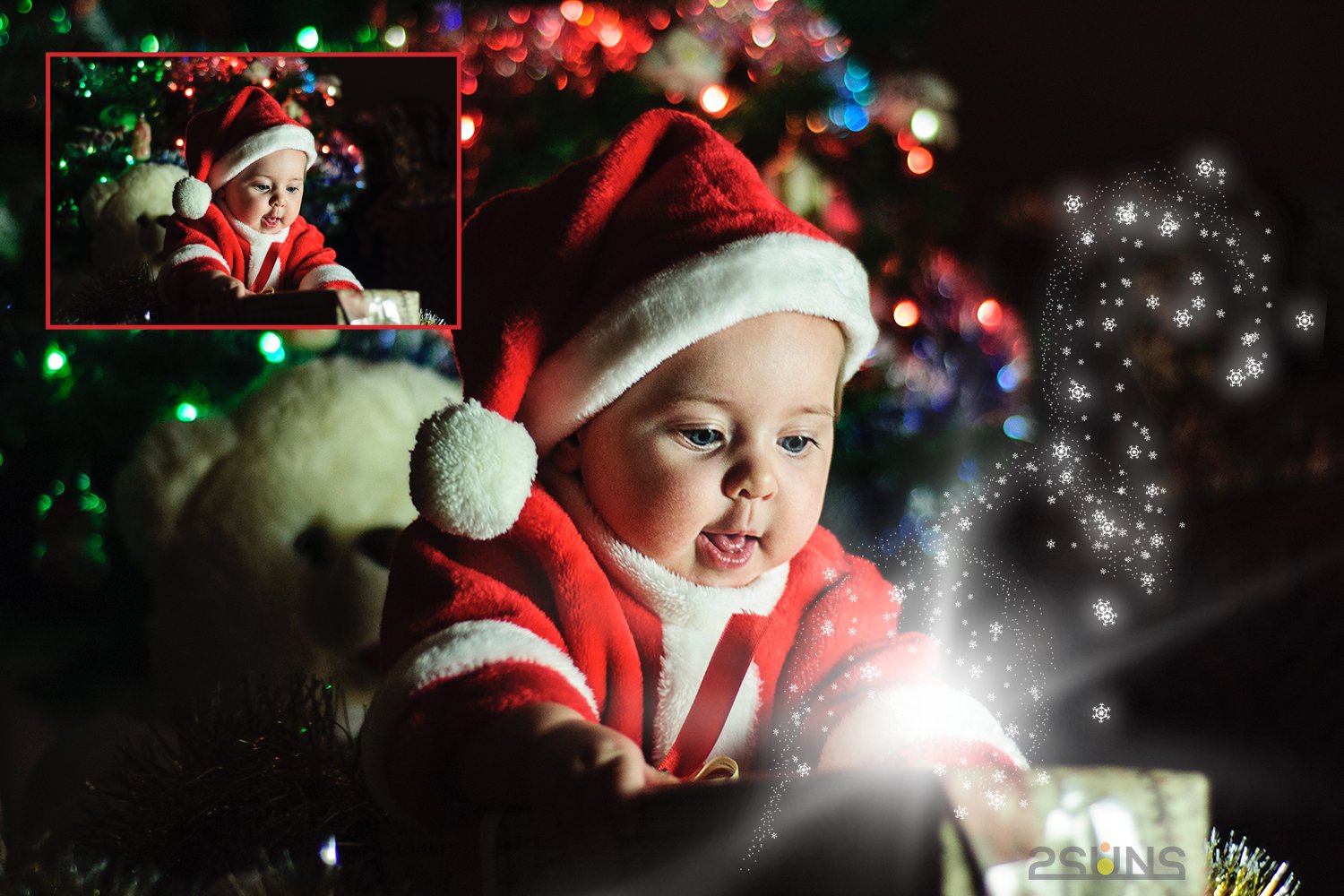30 Christmas Photo overlays, photoshop overlays, Lamp light example image 7