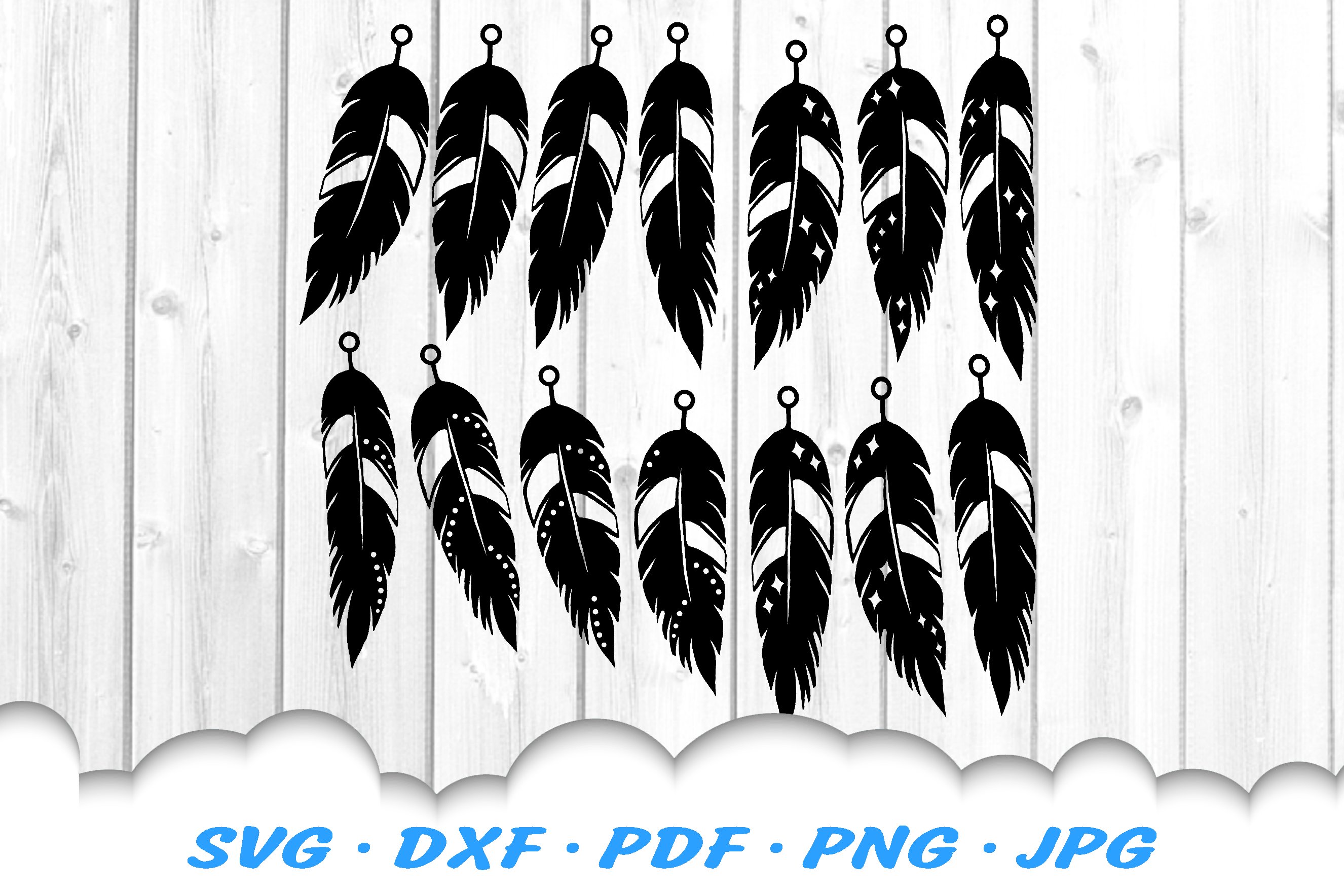 Feather Earring Template SVG DXF Cut Files (409396) Illustrations