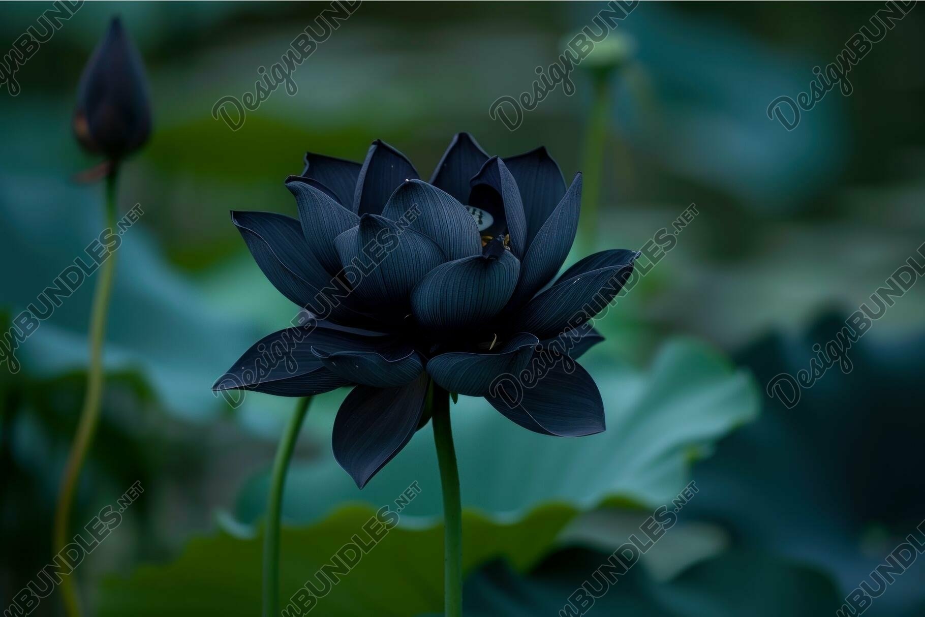 Black lotus flower in dark. Generate Ai (4361374)