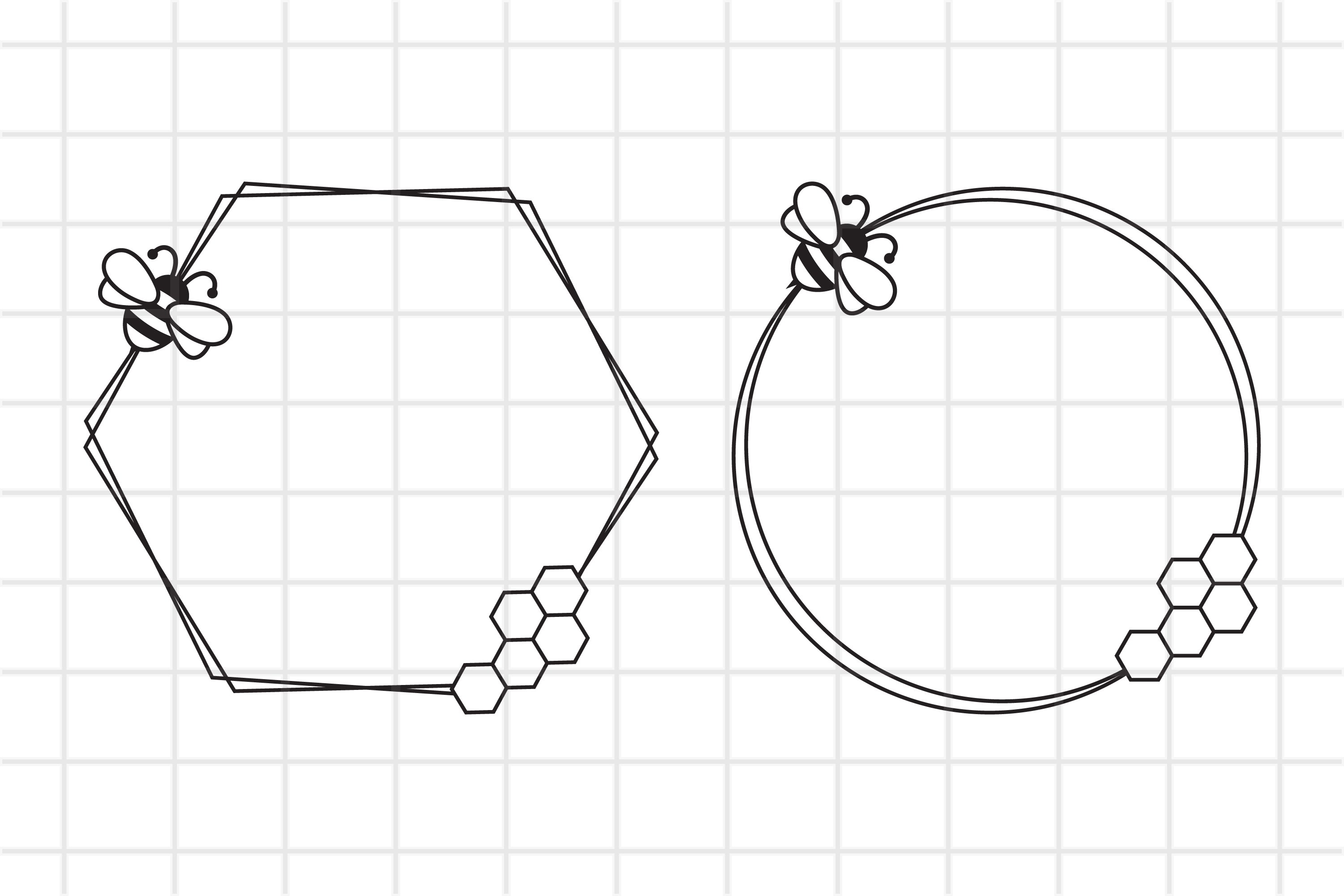 Honey Bee Frame SVG Hexagon and Circle frame cut file (836902) Cut