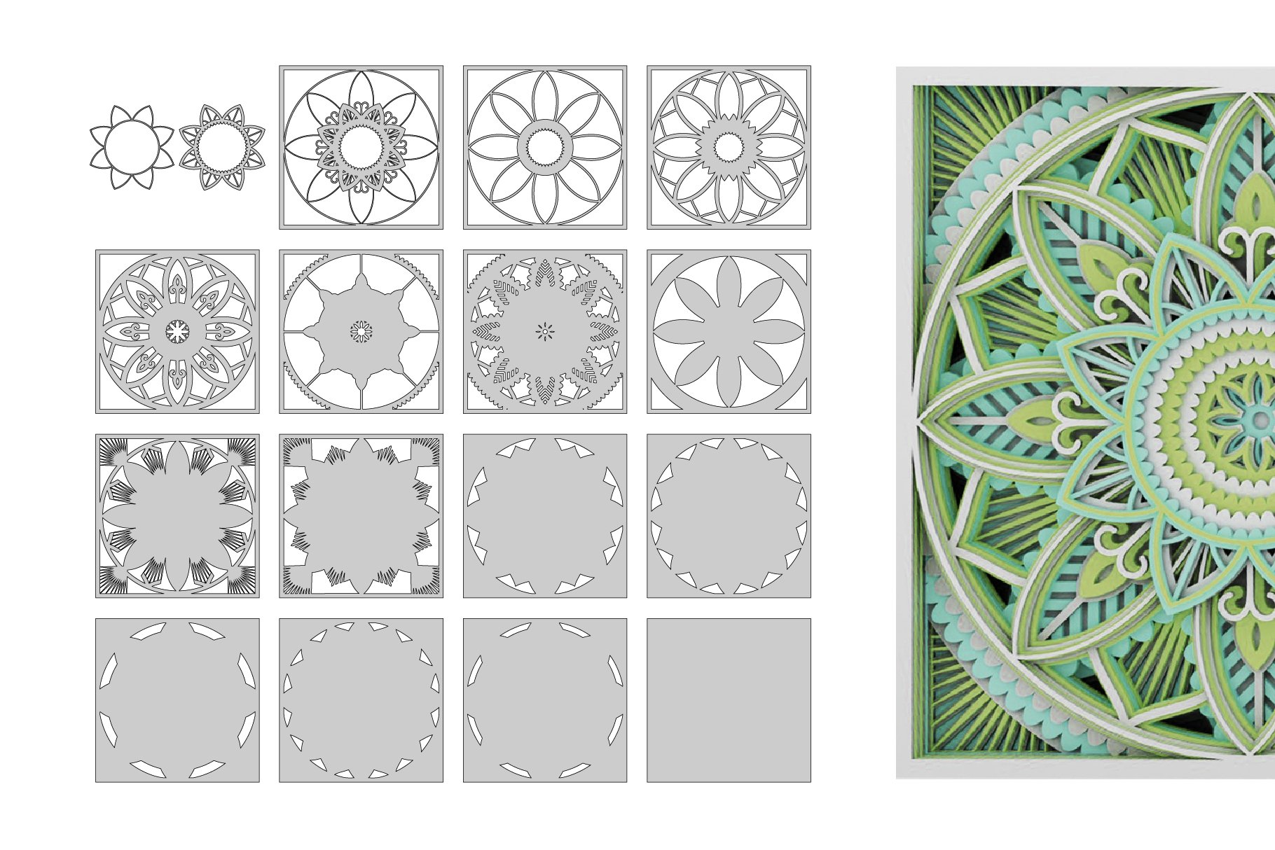 MANDALA SVG DFX Shadow Box 3d layered Mandala svg (1227824)