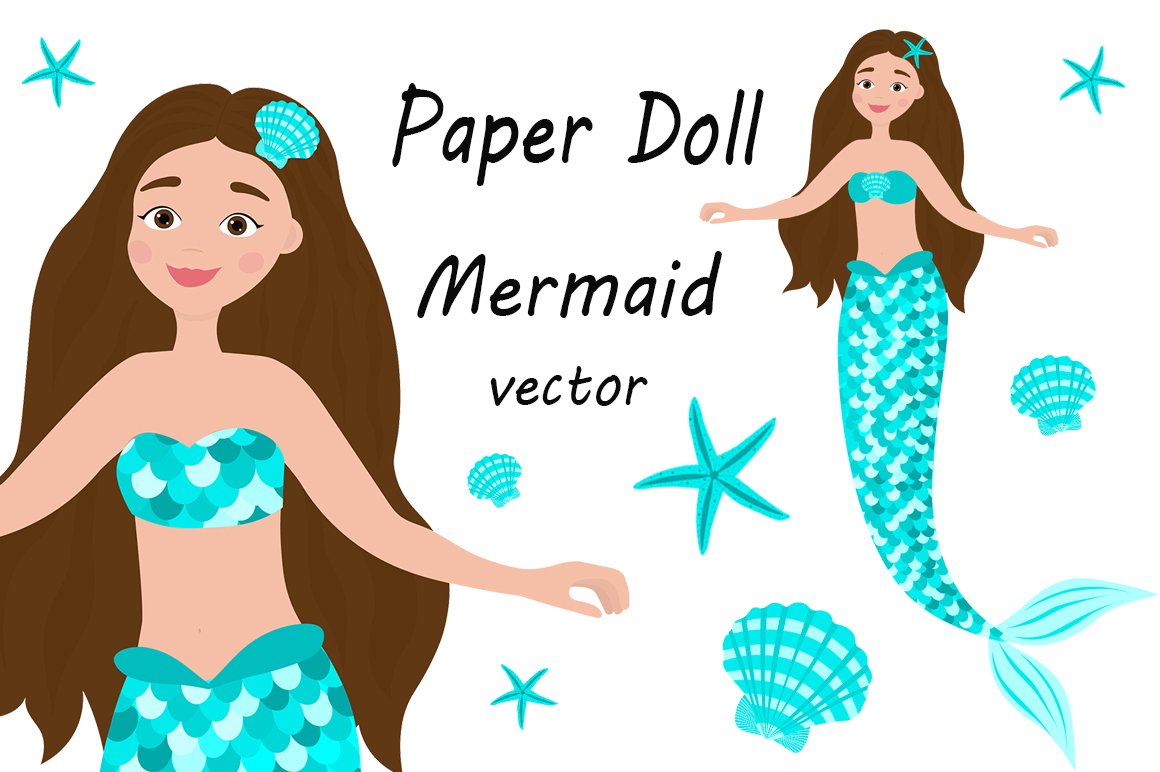 paper-doll-mermaid-with-clothes-to-cut-out-vector for Free Printable Mermaid Paper Dolls Paper Doll Mermaid with clothes to cut out vector for Free Printable Mermaid Paper Dolls